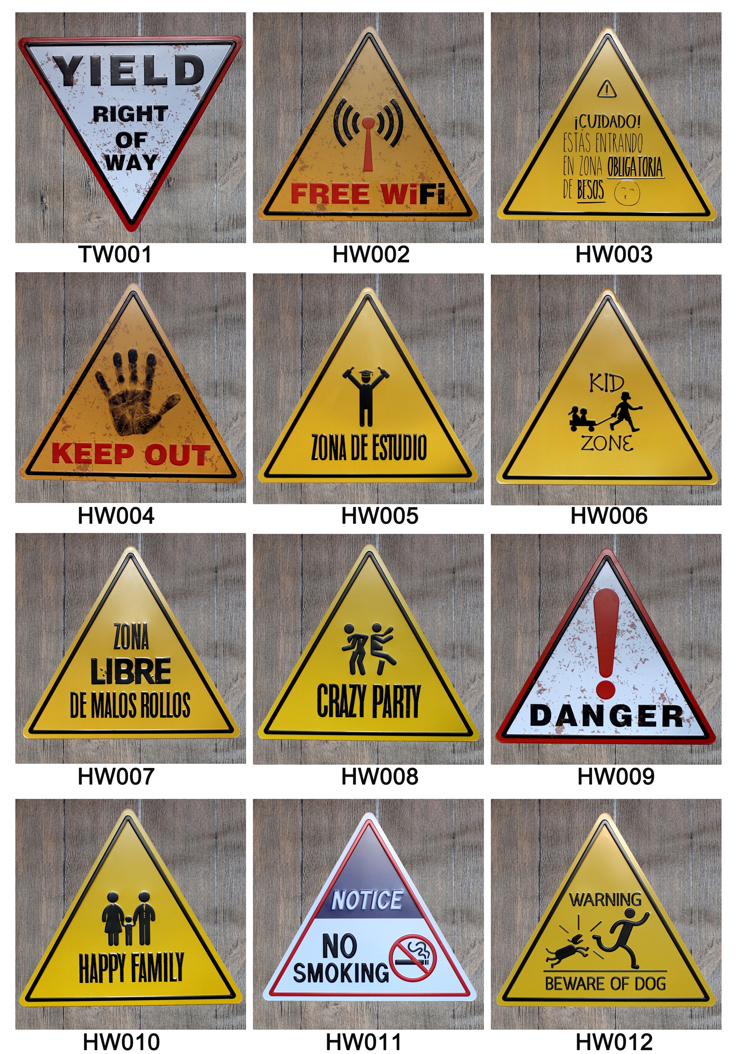 30X30三角形警示标志铁皮画细节图