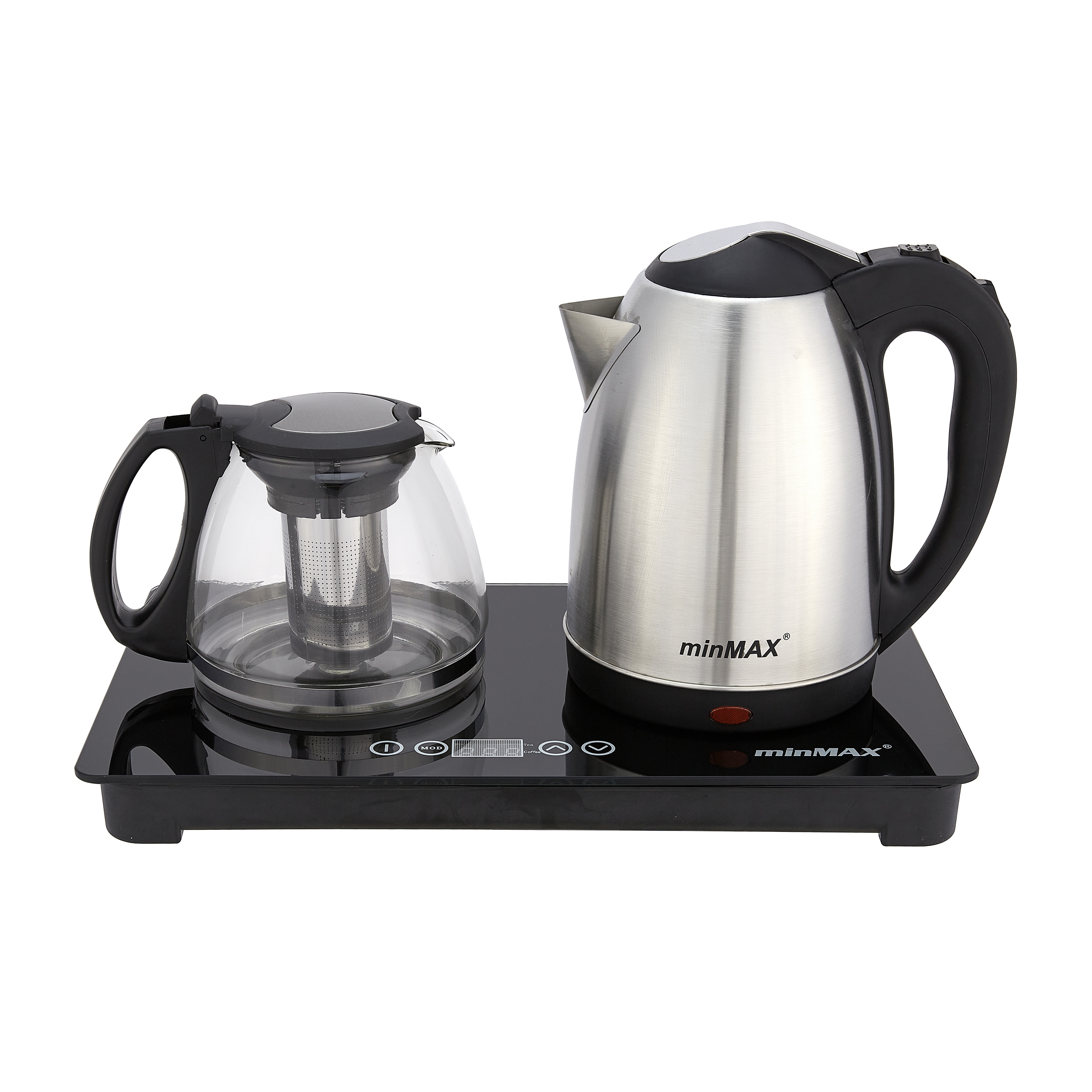 min MAX's best-selling computer version 3210 electric kettle, a multi-functional insulated tea-making kettle, is specially supplied for export at a low price. It features a black kettle with stainless steel and glass