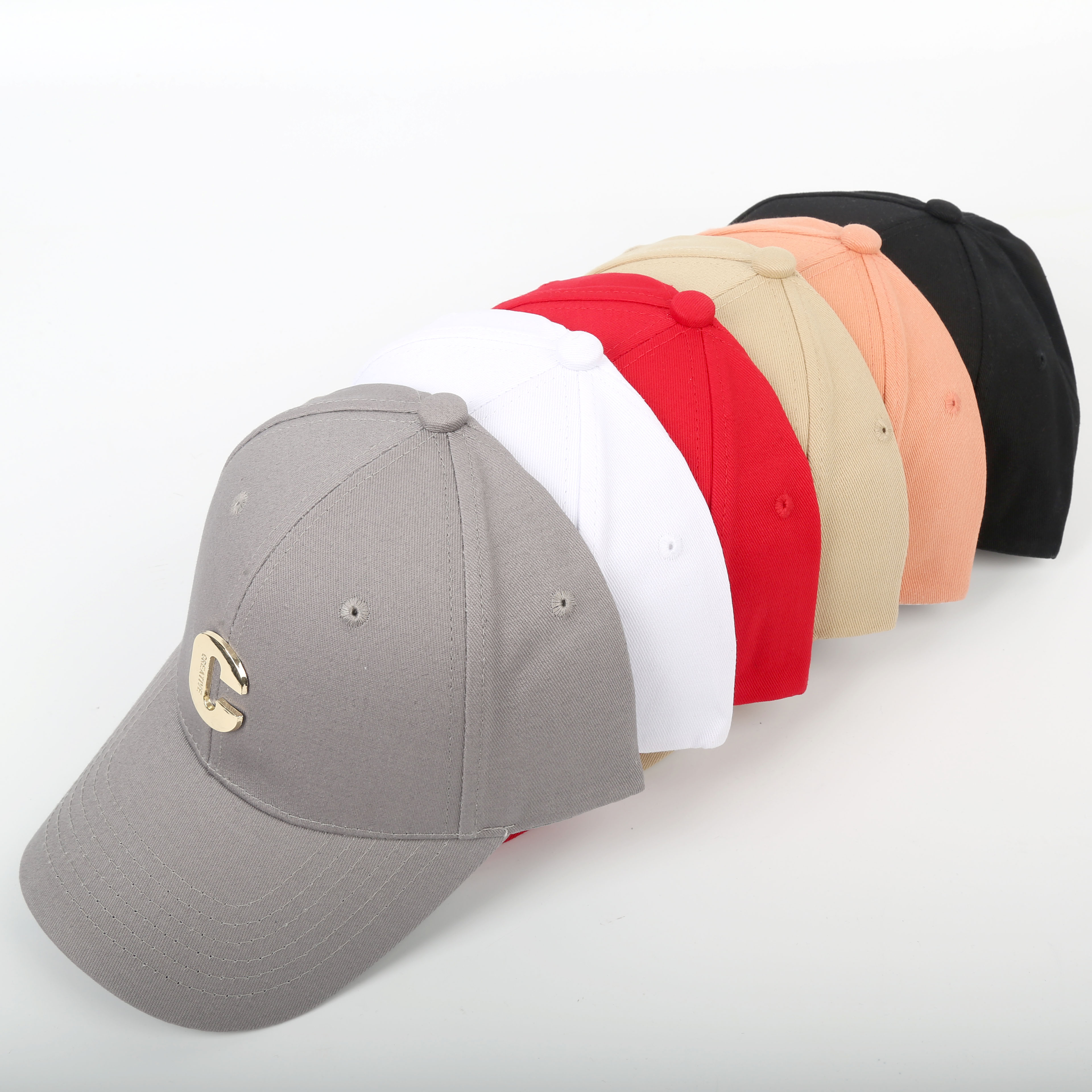 Unisex metal C-label baseball caps and pure cotton sun hats Item Picture