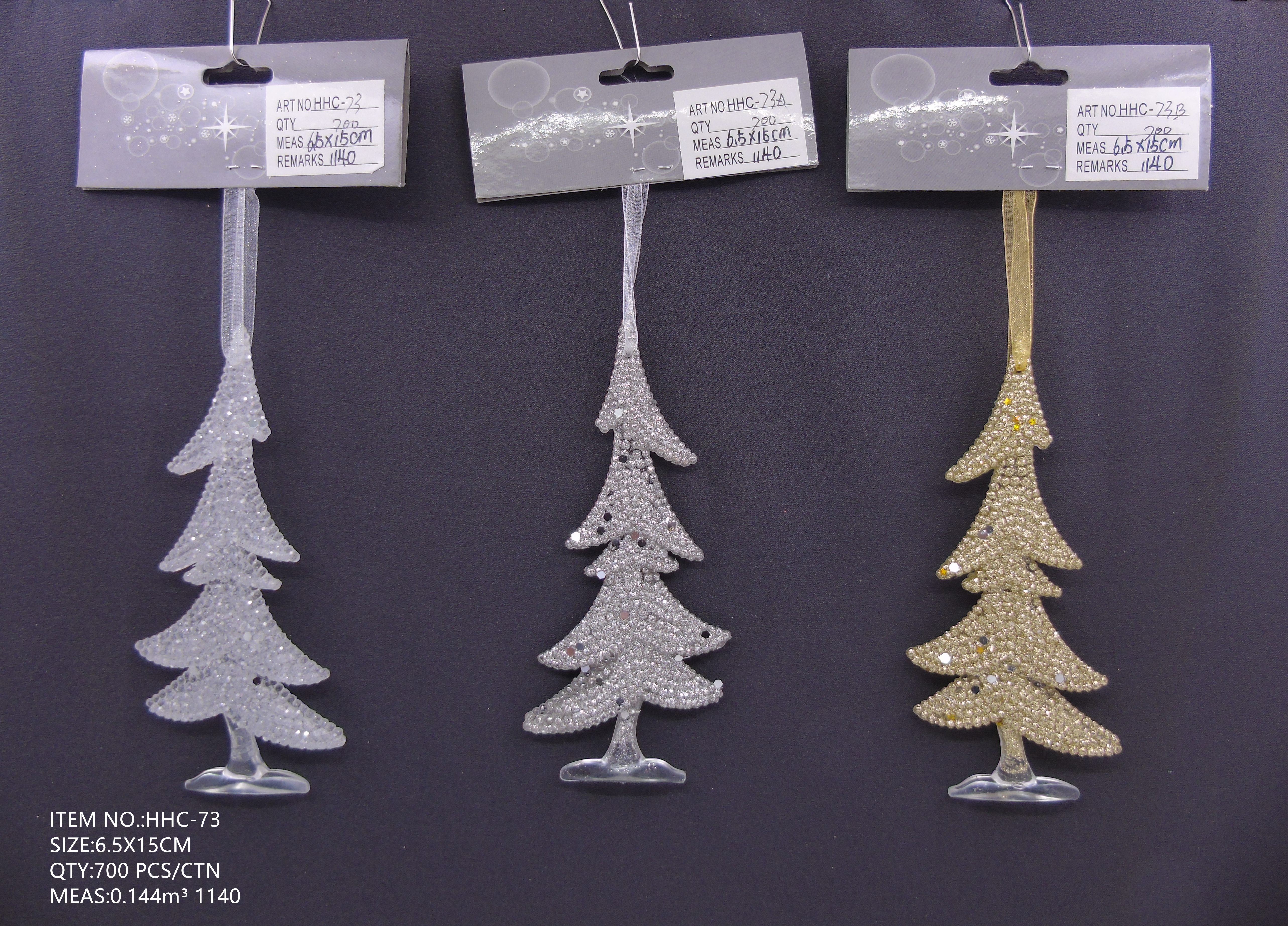 6.5X15CM Christmas powder-sprinkled small tree acrylic pendant