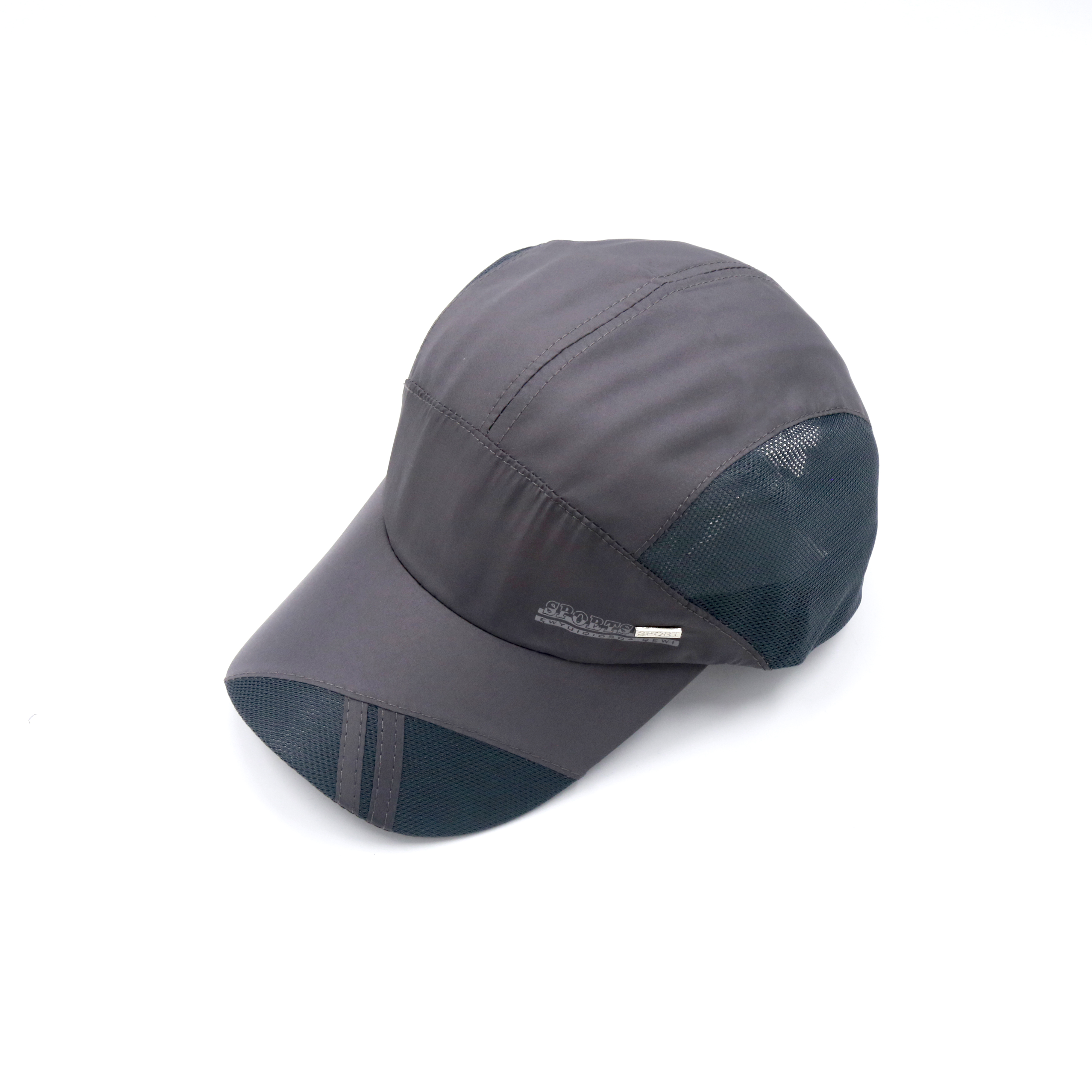 An outdoor breathable baseball cap with a side grid and two diagonal bars