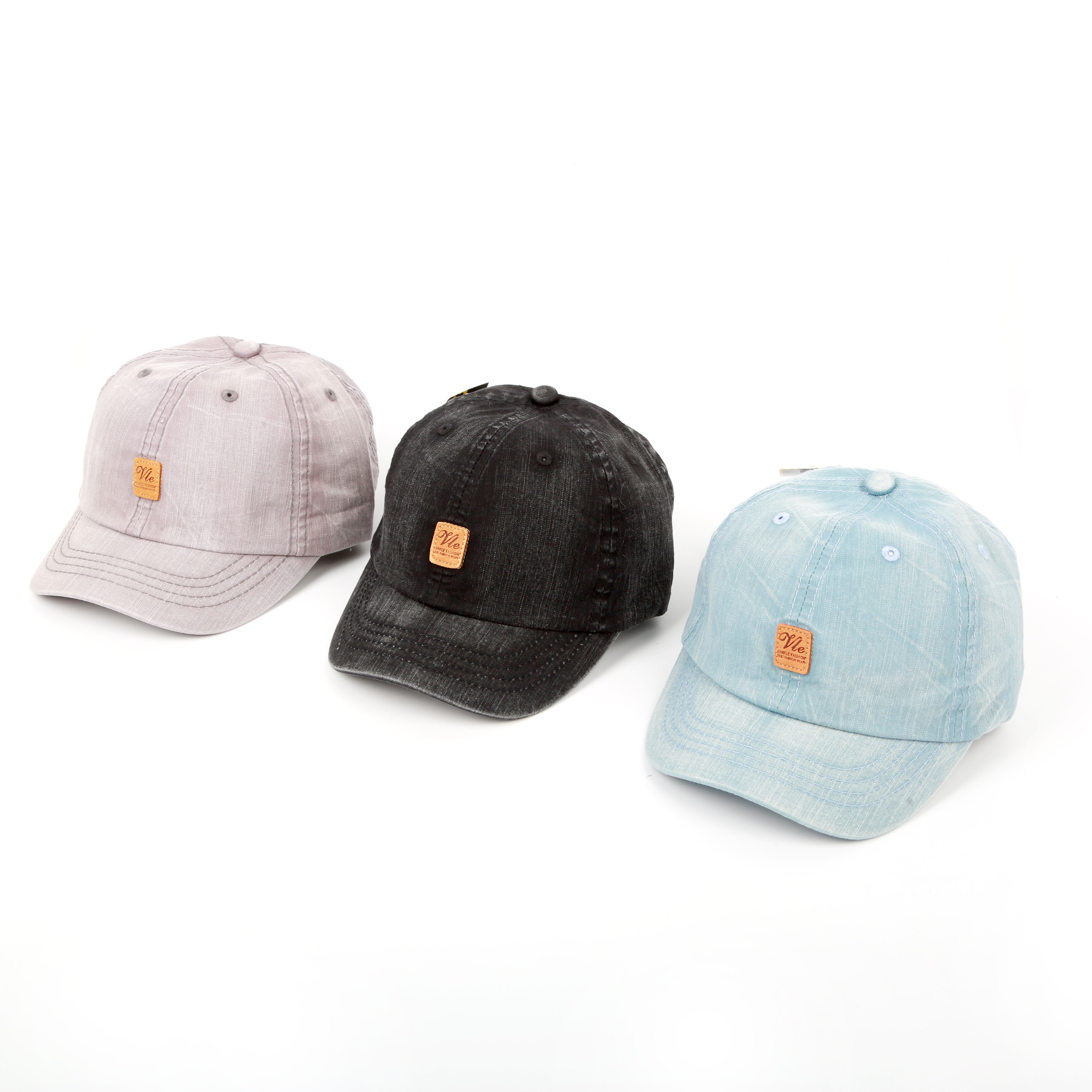 Men's and women's short-brimmed denim washed baseball caps made of aged washed cotton Specification image