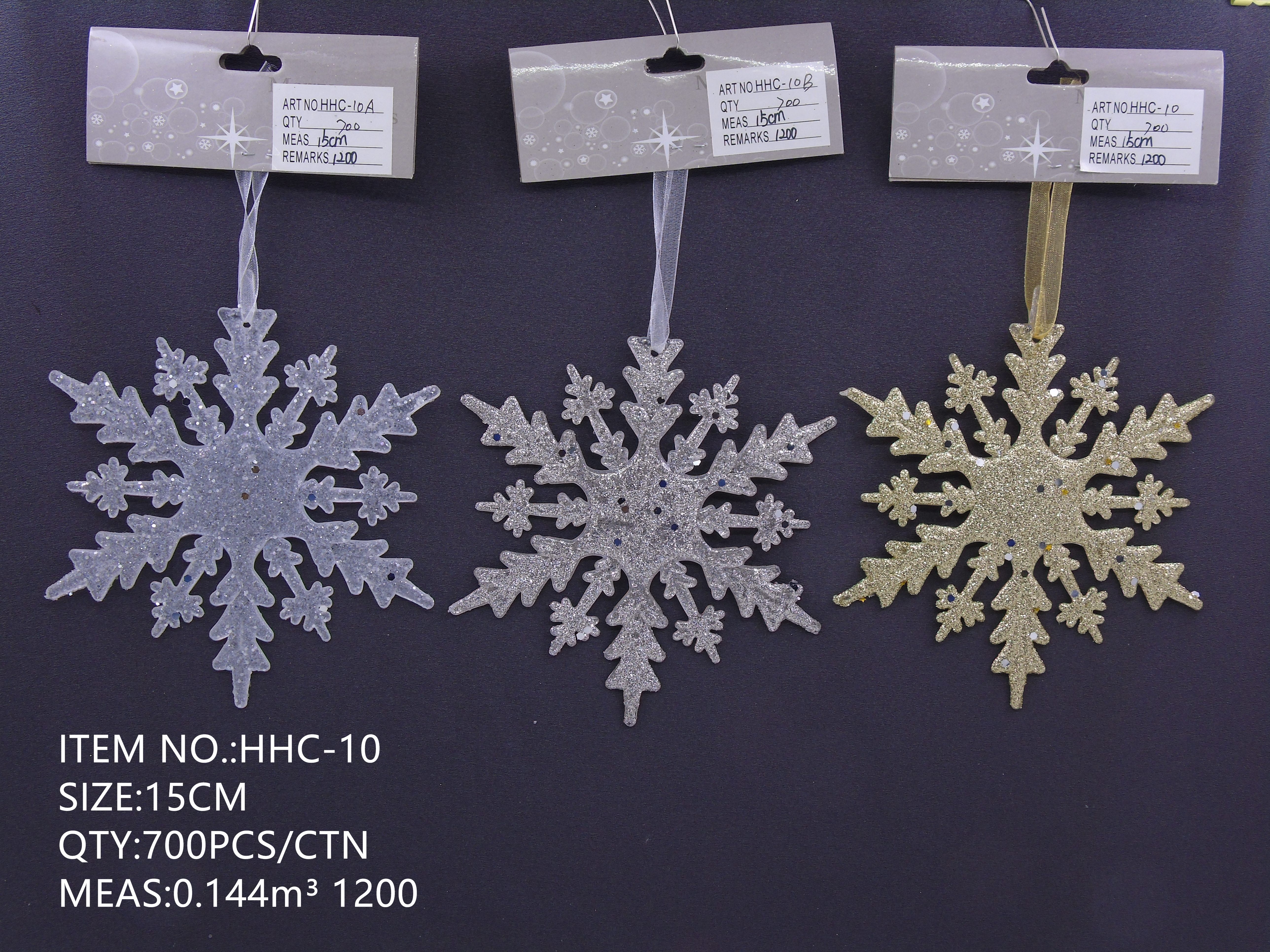 15CM Christmas powder-sprinkled acrylic snowflake pendant decoration
