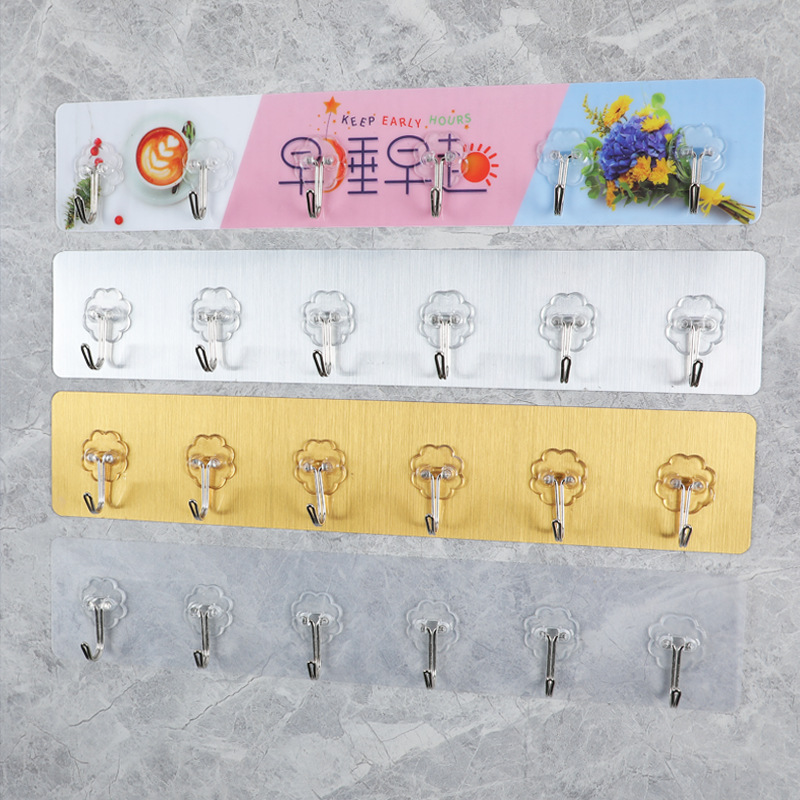 免打孔贴透明钩一排无痕钩子外贸专供