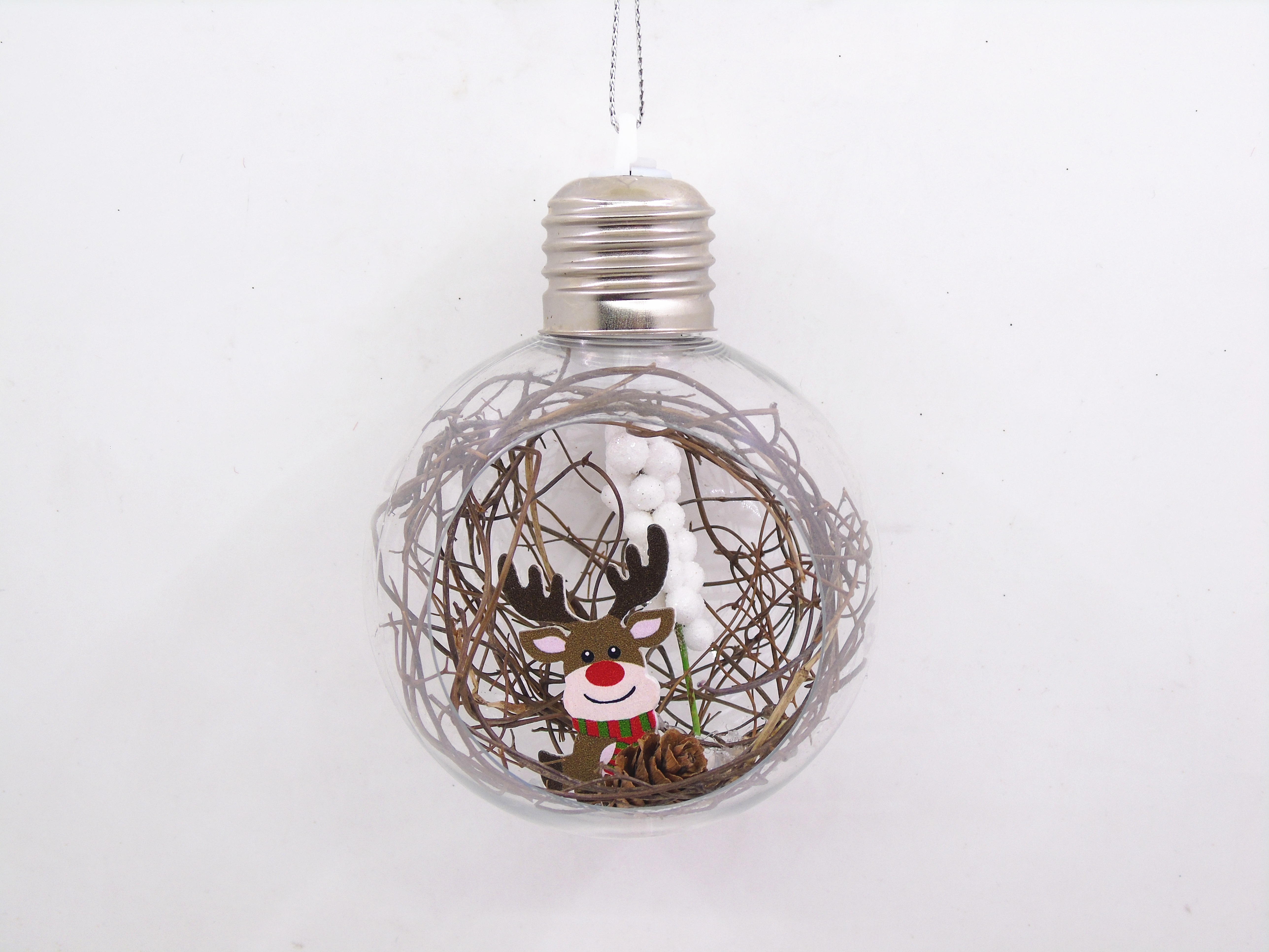 8CM Christmas perforated transparent decorative ball with light 22GF052 details Picture