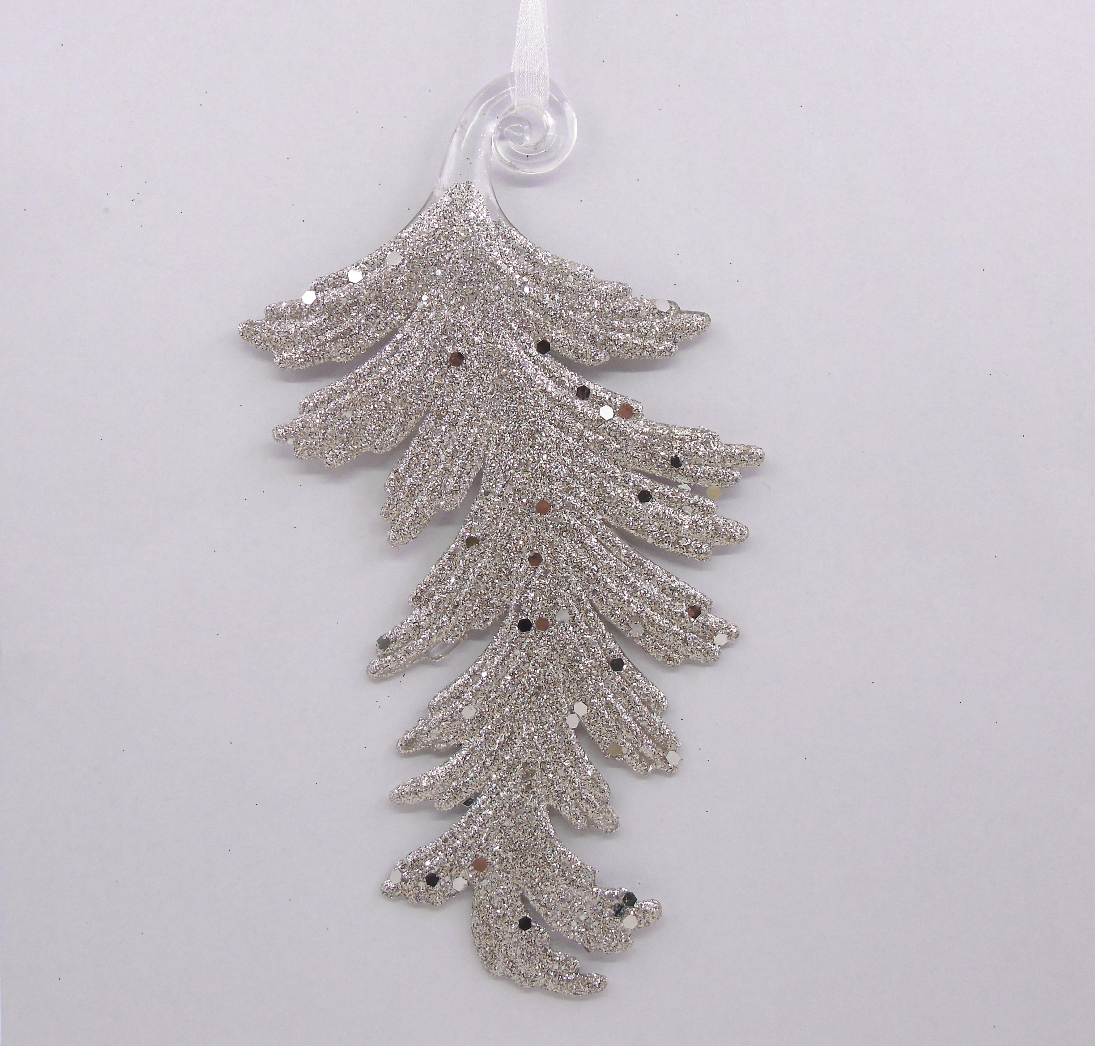 10X17.5CM Christmas powder-sprinkled acrylic leaf pendant decoration Specification image