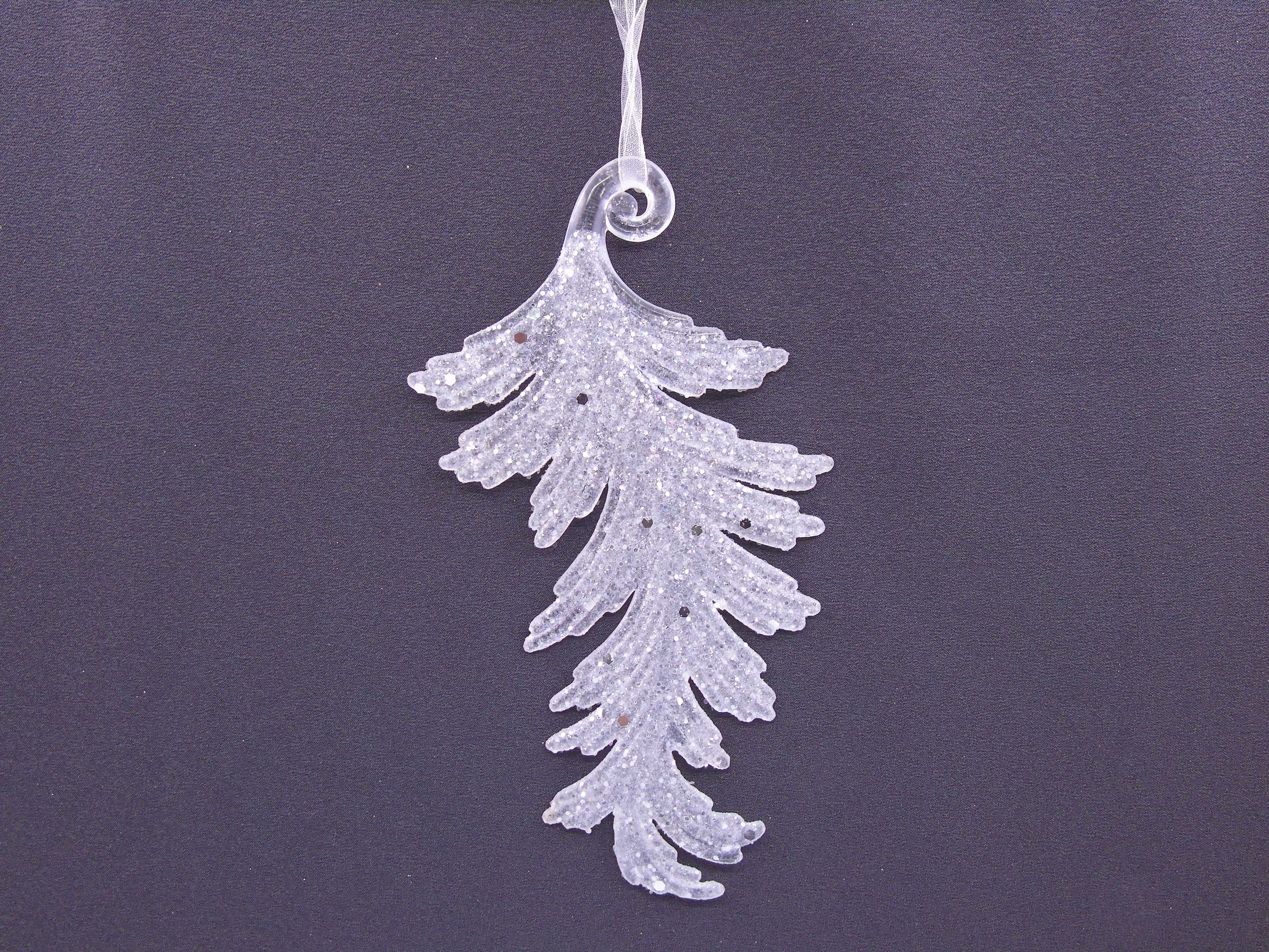 10X17.5CM Christmas powder-sprinkled acrylic leaf pendant decoration details Picture