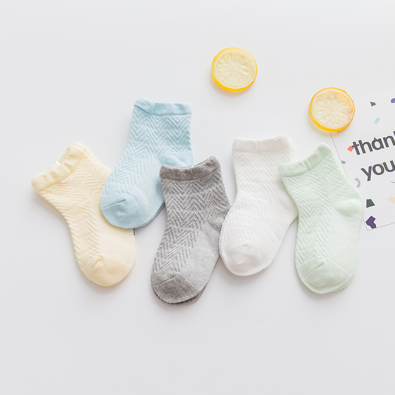Spring and summer new children's socks, hollowed-out all-cotton mesh socks, baby thin cotton ultra-thin breathable baby socks Item Picture