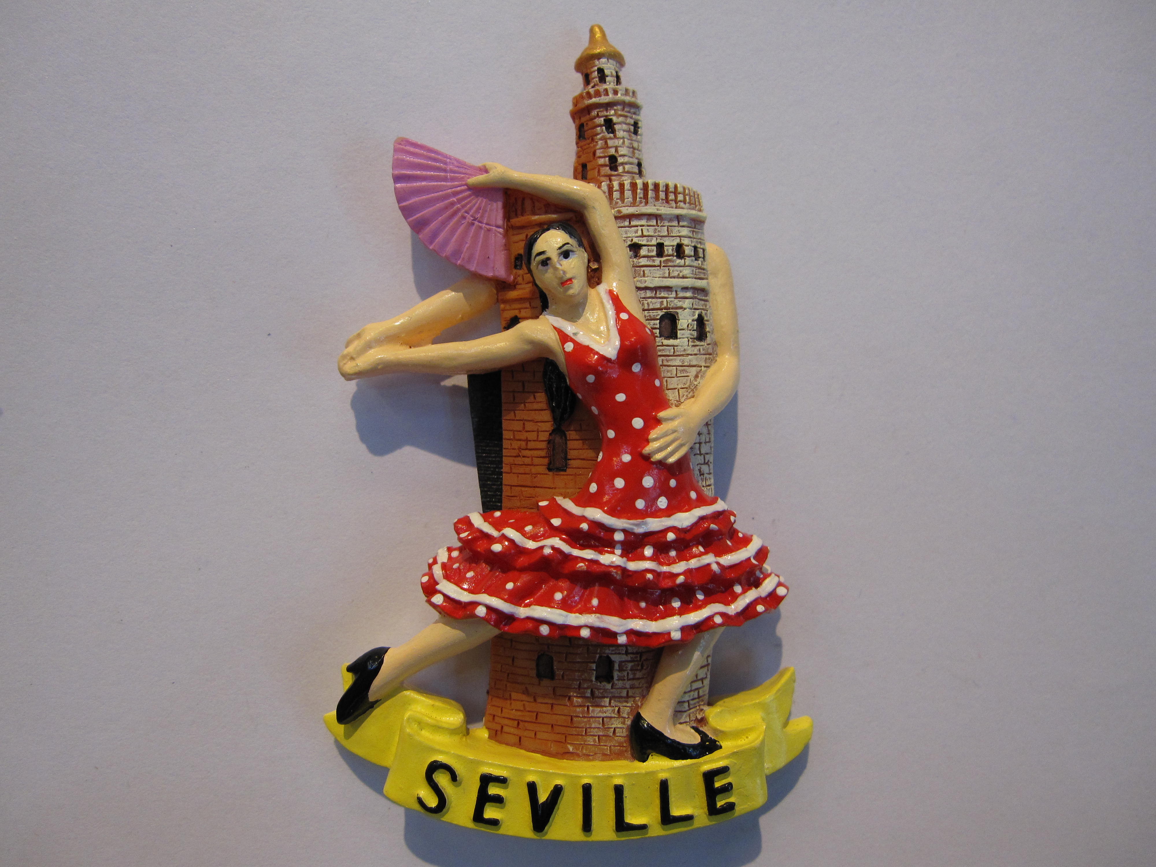 厂家直供西班牙塞维利亚树脂冰箱贴旅游纪念品可来样定做