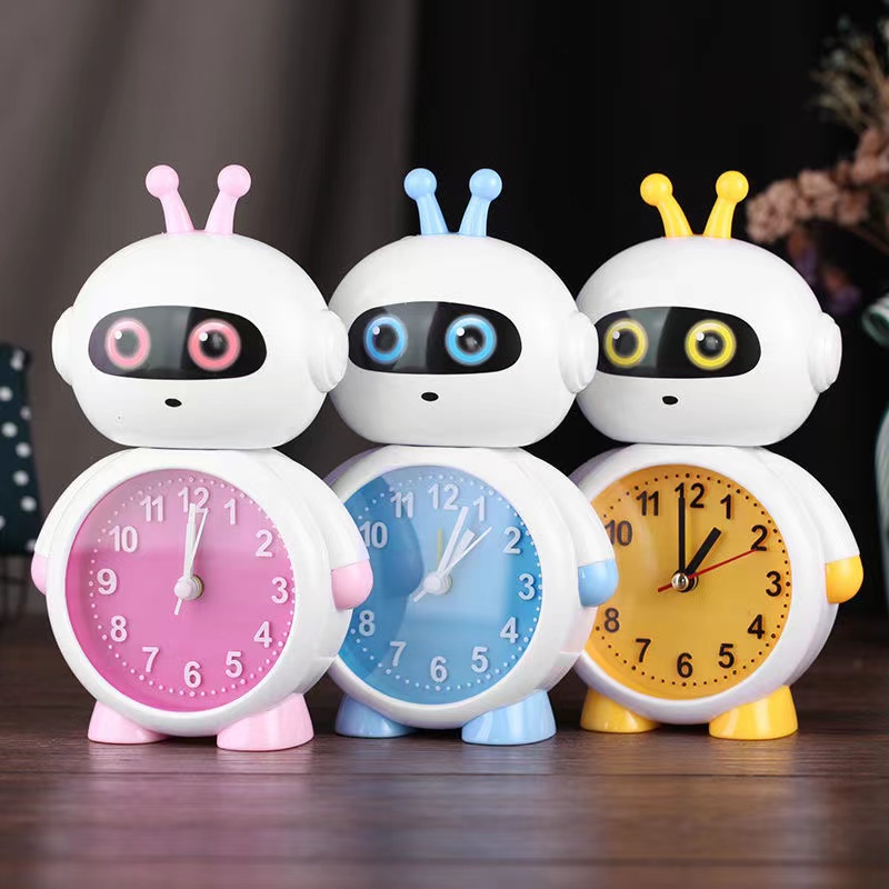 厂家直销卡通机器人闹钟学生卡通闹钟时钟创意礼物小钟表