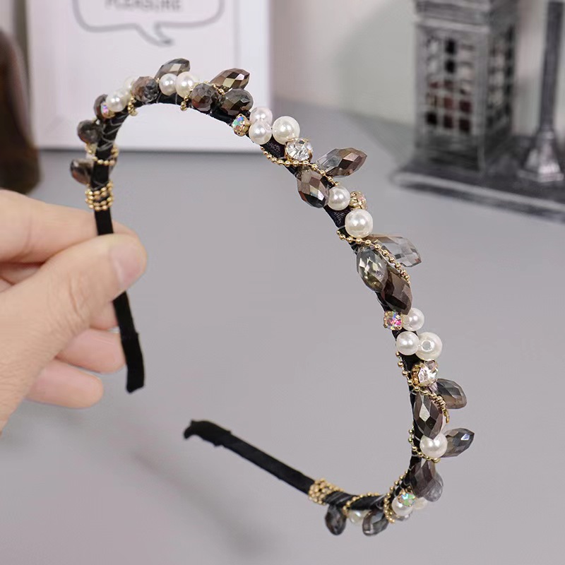 FLY1857 Korean ins crystal pearl hair band, Dongdaemun headband, the same style hair clip as Liu Shishi, a popular female hair accessory