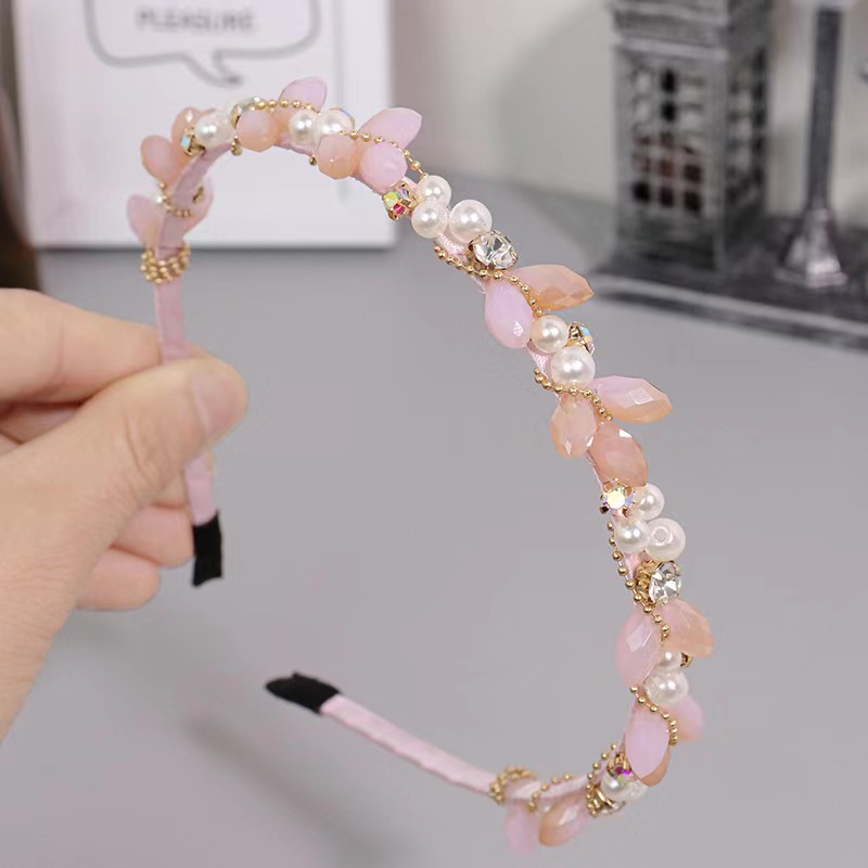 FLY1857 Korean ins crystal pearl hair band, Dongdaemun headband, the same style hair clip as Liu Shishi, a popular female hair accessory details Picture