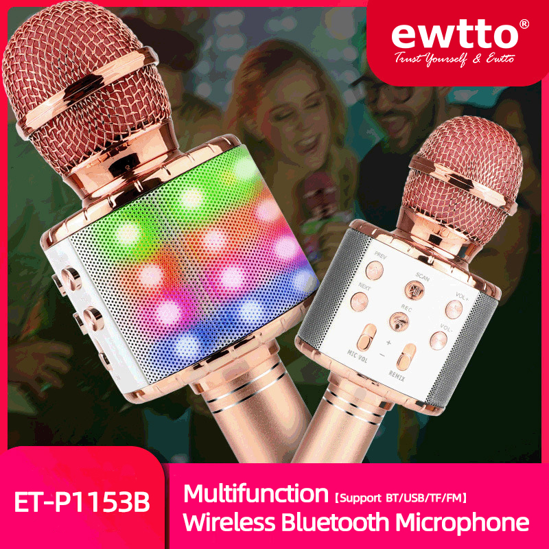 ewtto ET-P1153B 时尚便携式儿童手持播放器KTV卡拉ok麦克风话筒 无线蓝牙音箱 图