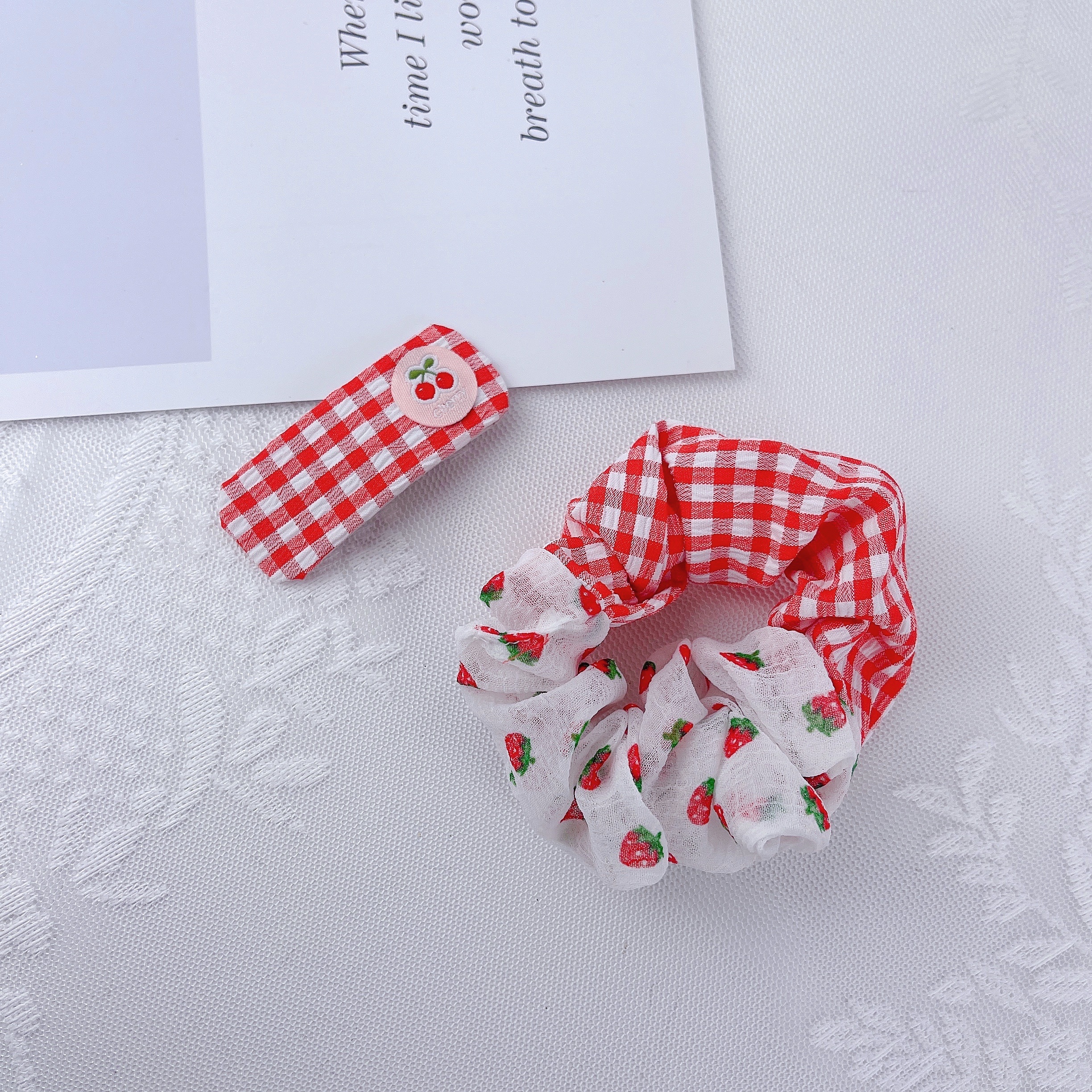 Fresh and clean checkered -BB hair tie set Specification image