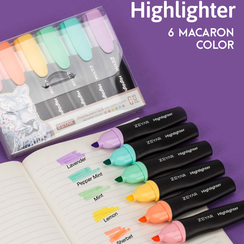  荧光笔 标记笔双头学生用创意记号笔彩色笔记粗划重点6色荧光色银光莹光文具用品套