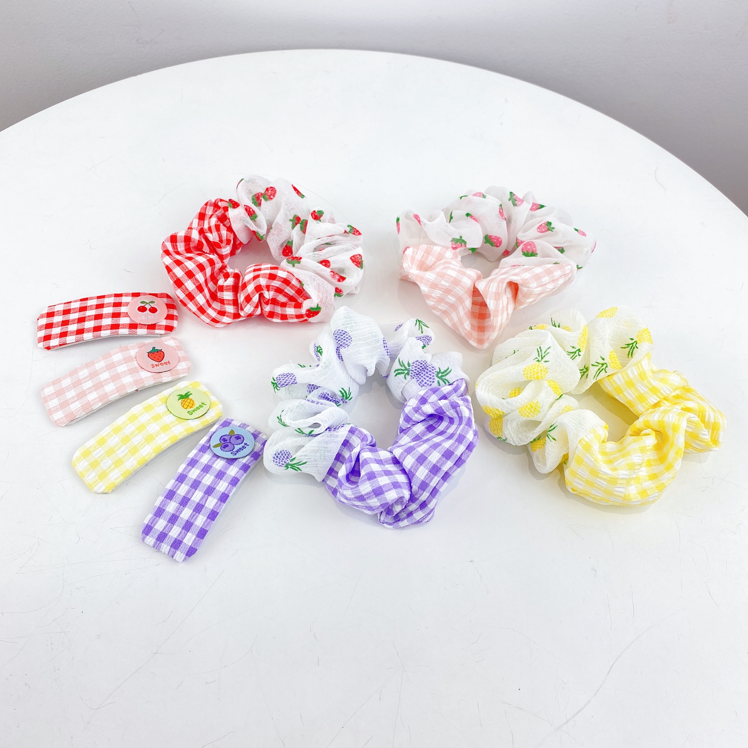 Fresh and clean checkered -BB hair tie set