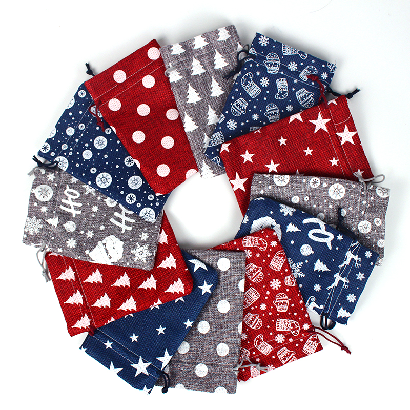 麻布袋/圣诞袋白底实物图