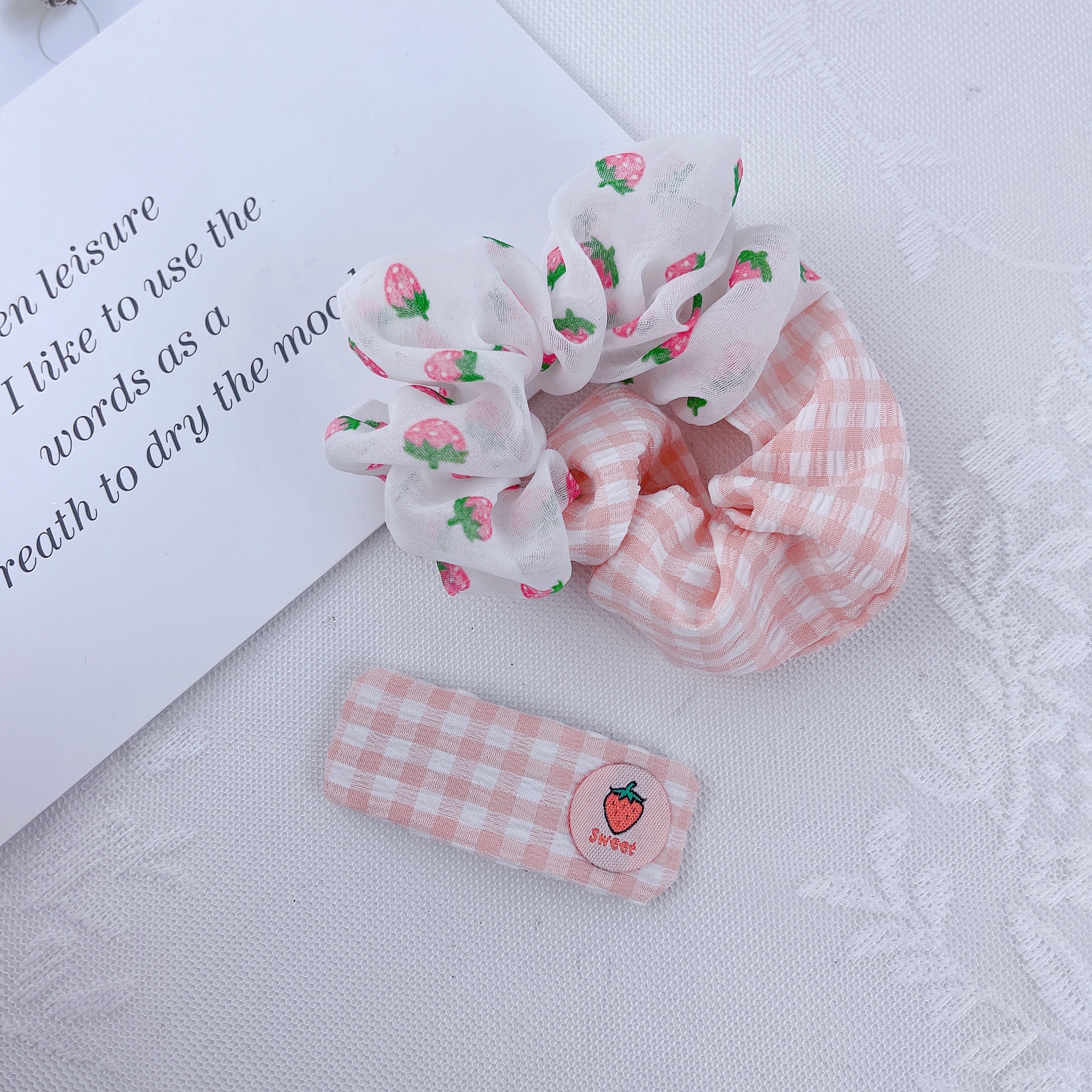 Fresh and clean checkered -BB hair tie set details Picture