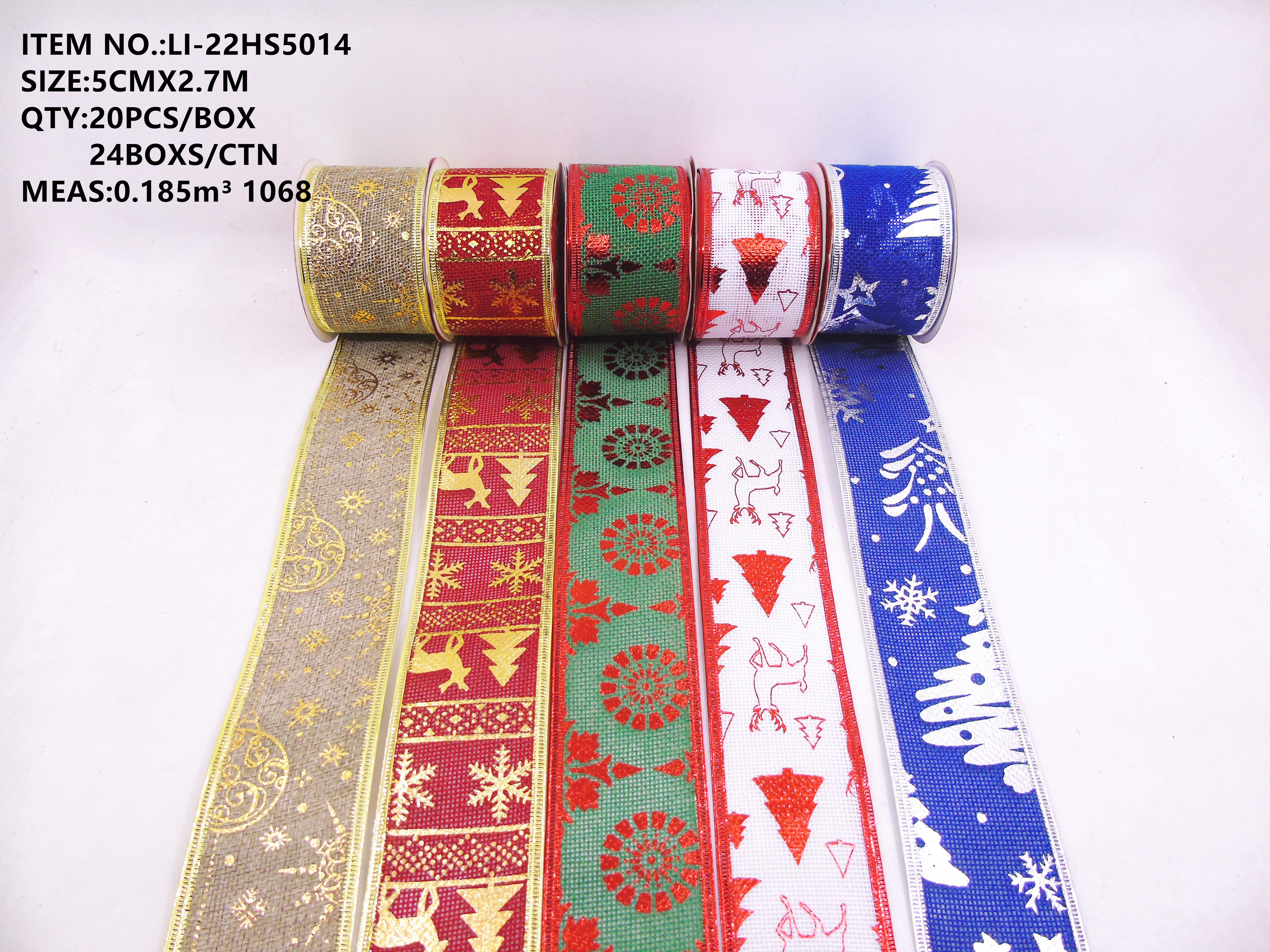 5CM Christmas linen ribbon Gift box 5014 Christmas decorations