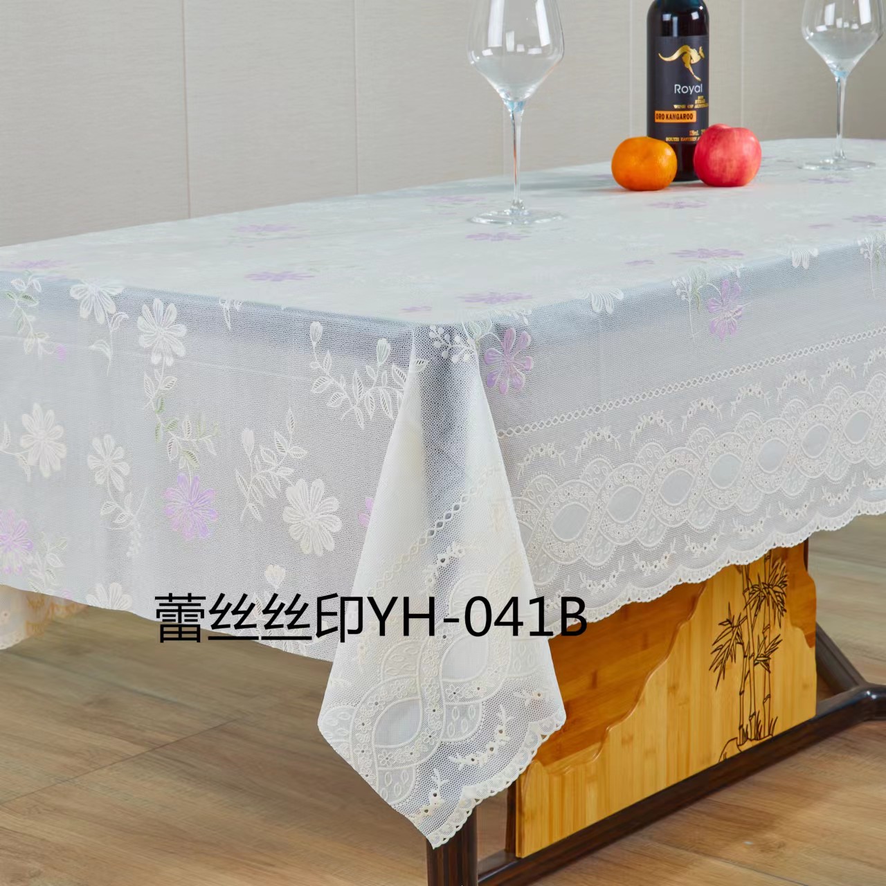 PVC printed white base beige lace tablecloth, classic European home tablecloth, hotel decoration, waterproof and no-wash tablecloth Application Scenario