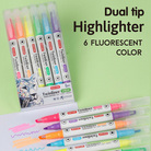  荧光笔       标记笔     双头学生用创意记号笔彩色笔记粗划重点荧光色银光莹光  文具用品套