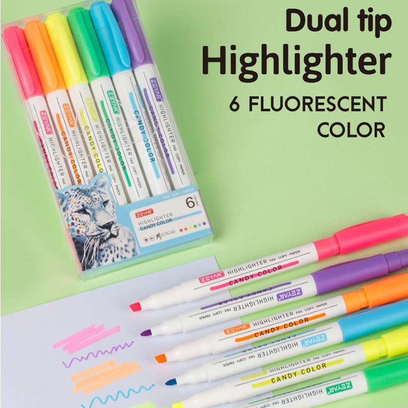  荧光笔     标记笔  双头学生用创意记号笔彩色笔记粗划重点荧光色银光莹光  文具用品套