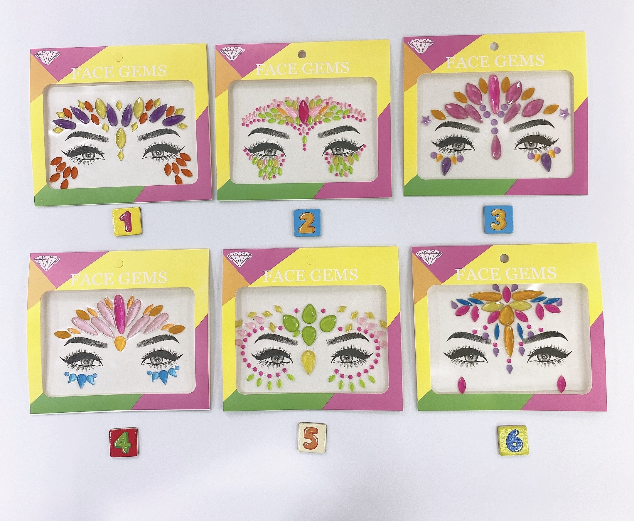 爆款荧光脸贴EDM脸部贴钻万圣节鬼脸贴钻夜光水晶钻石眉心贴钻