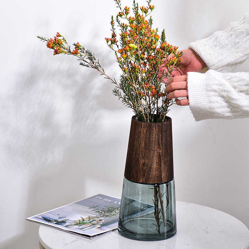 简约现代ins创意木桶透明玻璃花瓶客厅干花插花装饰桌面花艺工艺摆件详情图5
