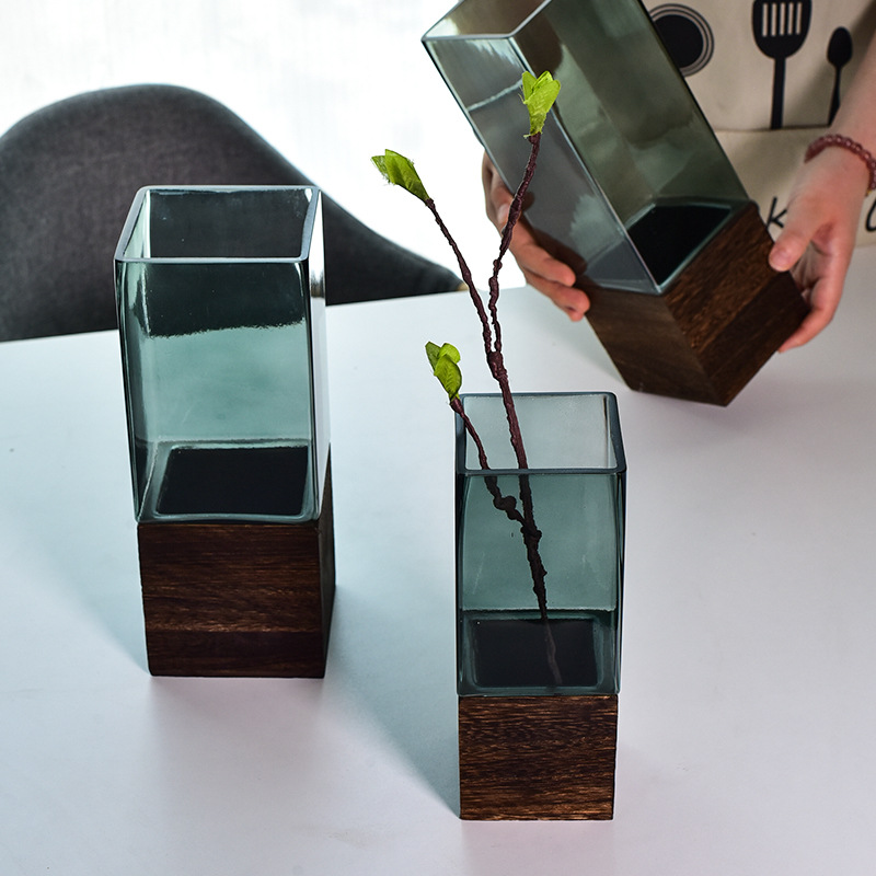 简约现代创意木桶透明玻璃花瓶客厅干花插花装饰桌面花艺工艺摆件礼品详情图5