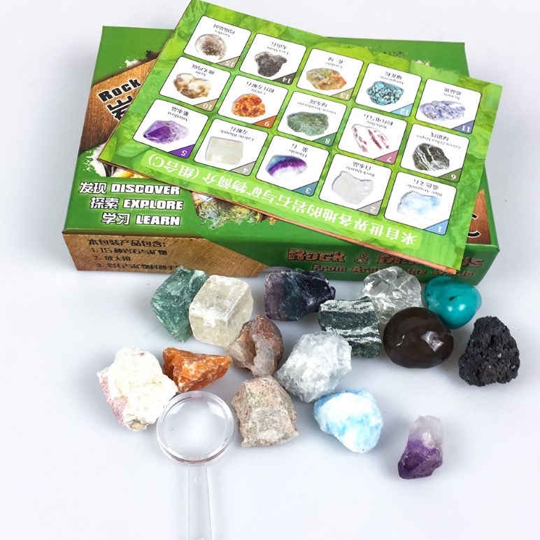 天然岩石矿物标本盒装A/B/C/D四盒一套自然地质学儿童教材礼物详情2