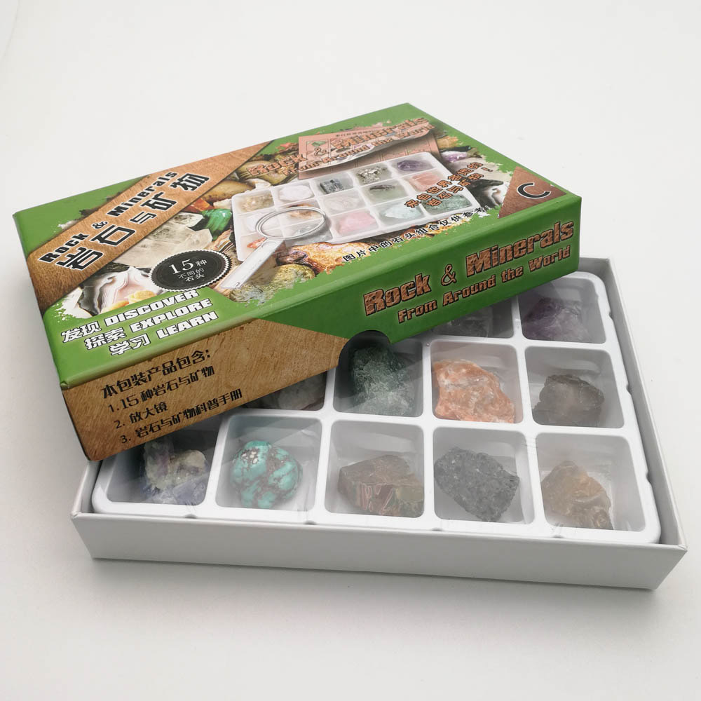天然岩石矿物标本盒装A/B/C/D四盒一套自然地质学儿童教材礼物详情9