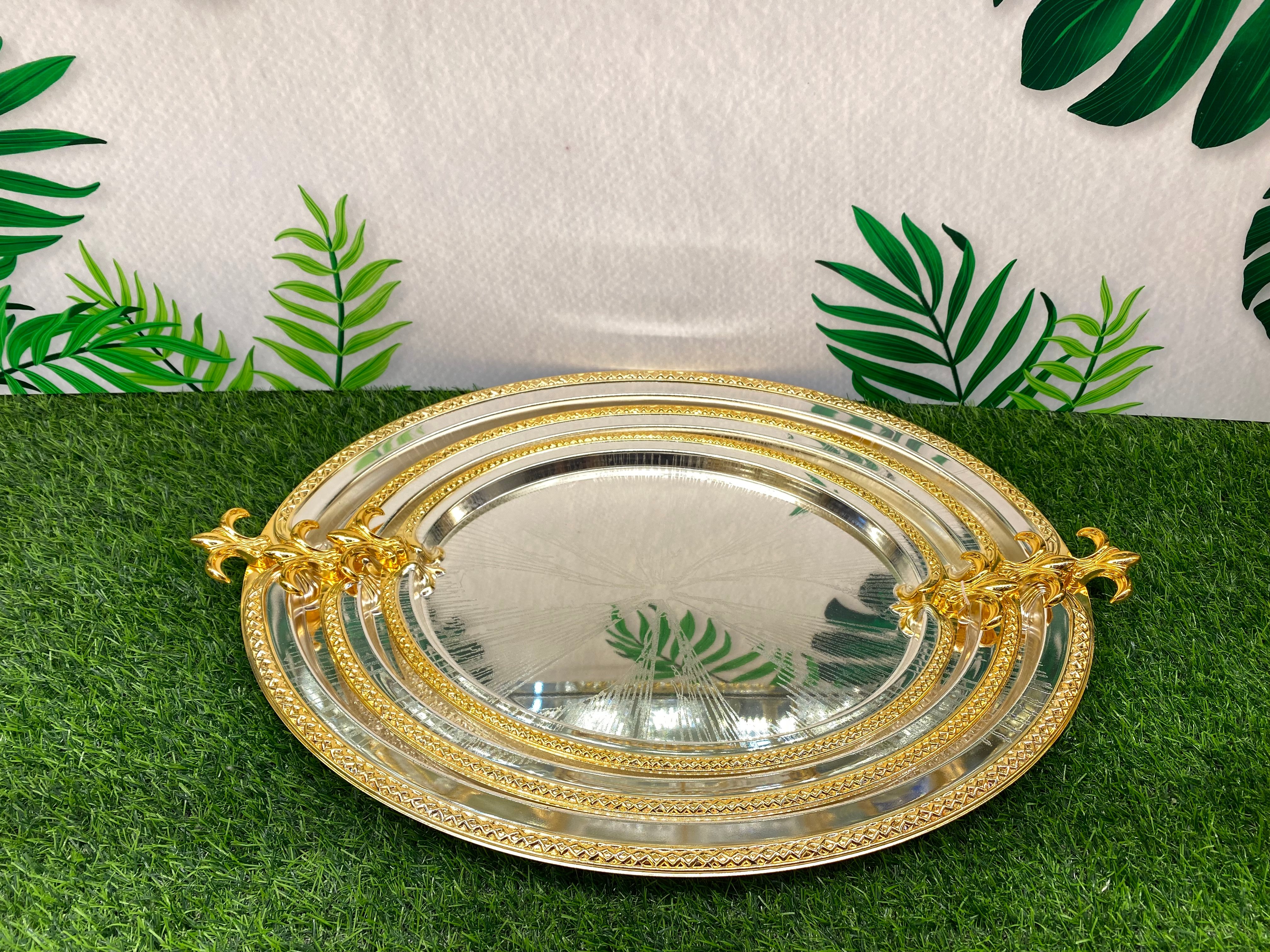 Elliptical tray with alloy handle