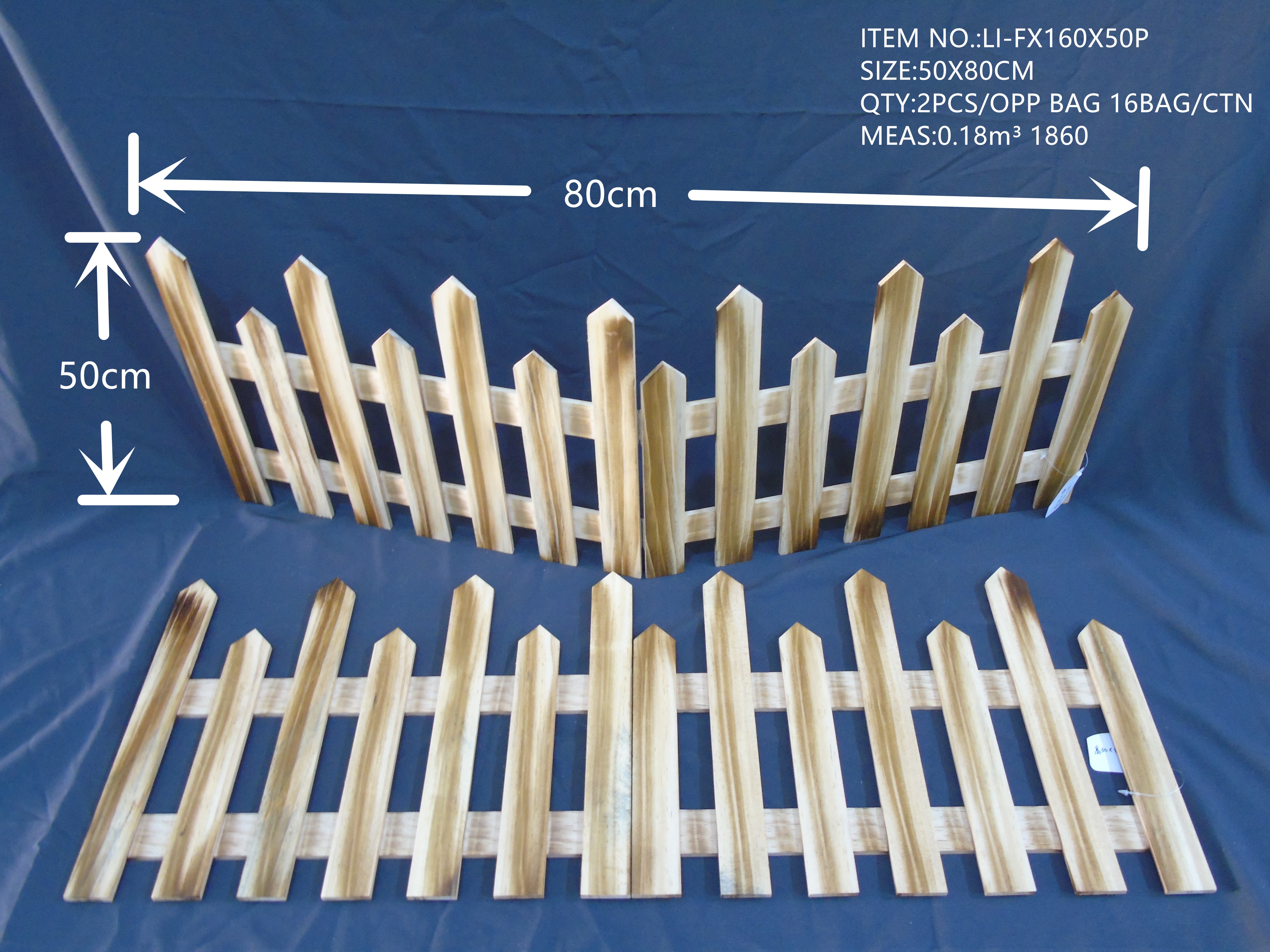 50X80CM Christmas wooden fence in natural wood color