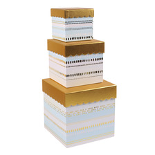 正方形花边三件套礼品盒方形套装礼盒常规款礼物包装盒