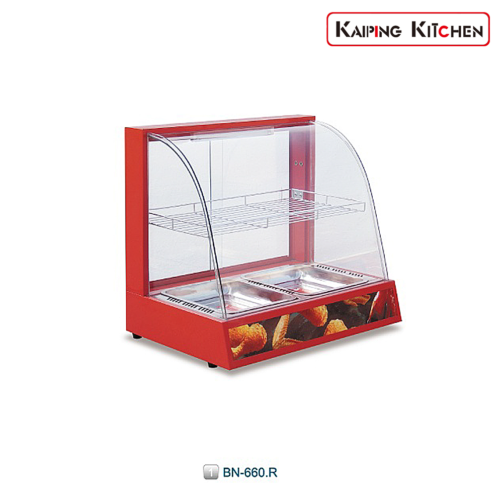 弧形保温柜暖橱窗型号(型号)BN-660。稀有产品尺寸(尺寸)660 x 550 x 620毫米包装尺寸(包装尺寸)76