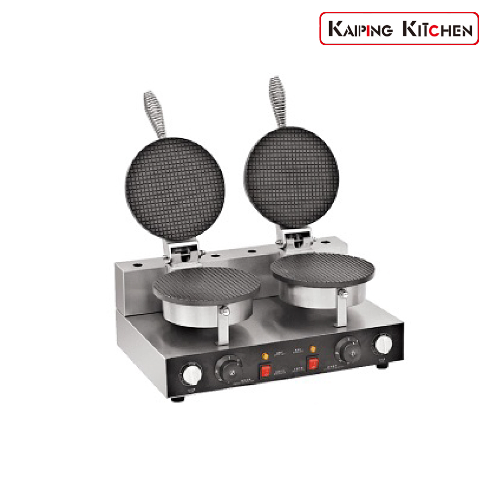 A4号双头雪糕皮机双盘锥形烘焙机型号(型号)ZU-2产品尺寸(尺寸)500×450×265毫米包装尺寸(包装尺寸)560