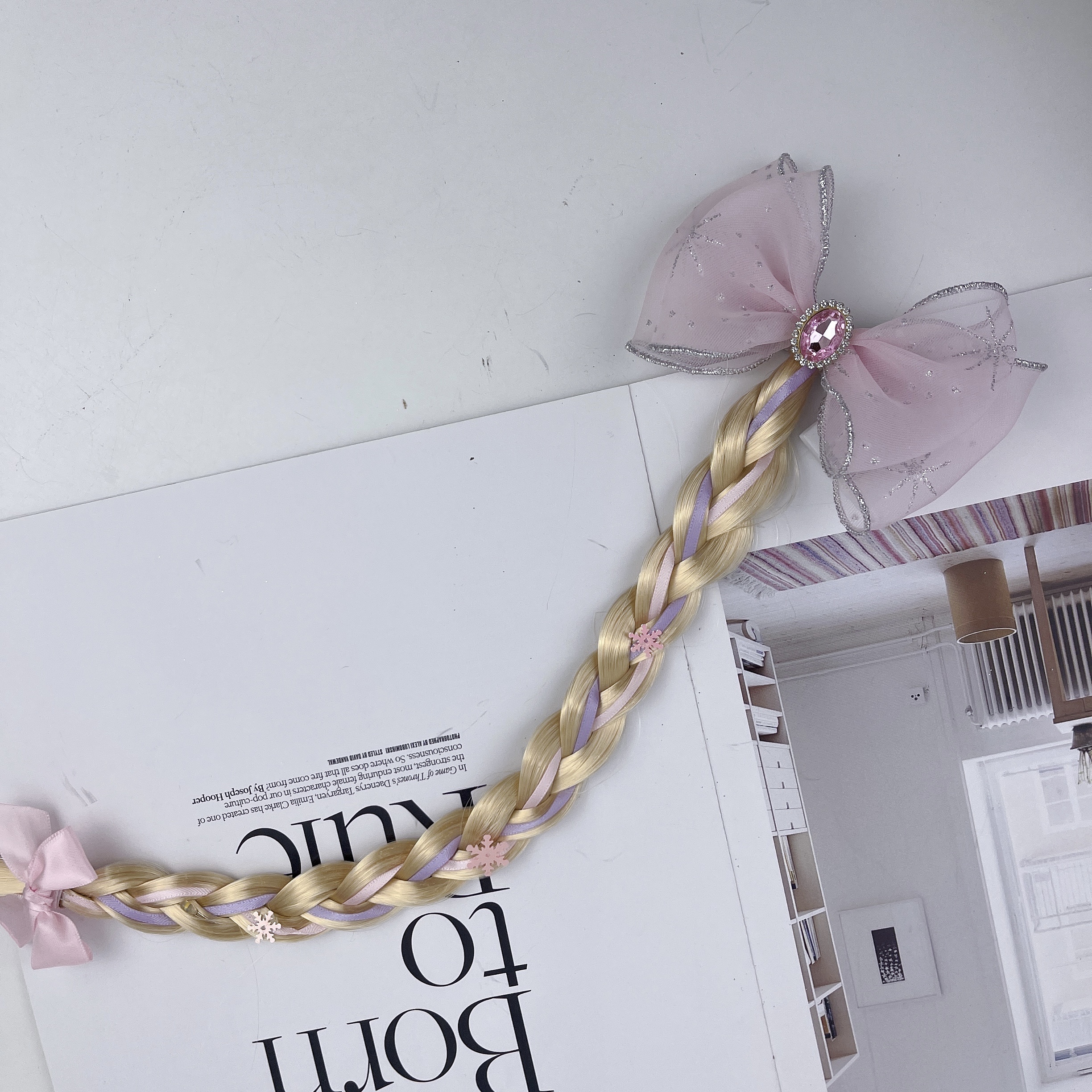 Cicada Yarn - Silver-edge single braided hair clip Specification image