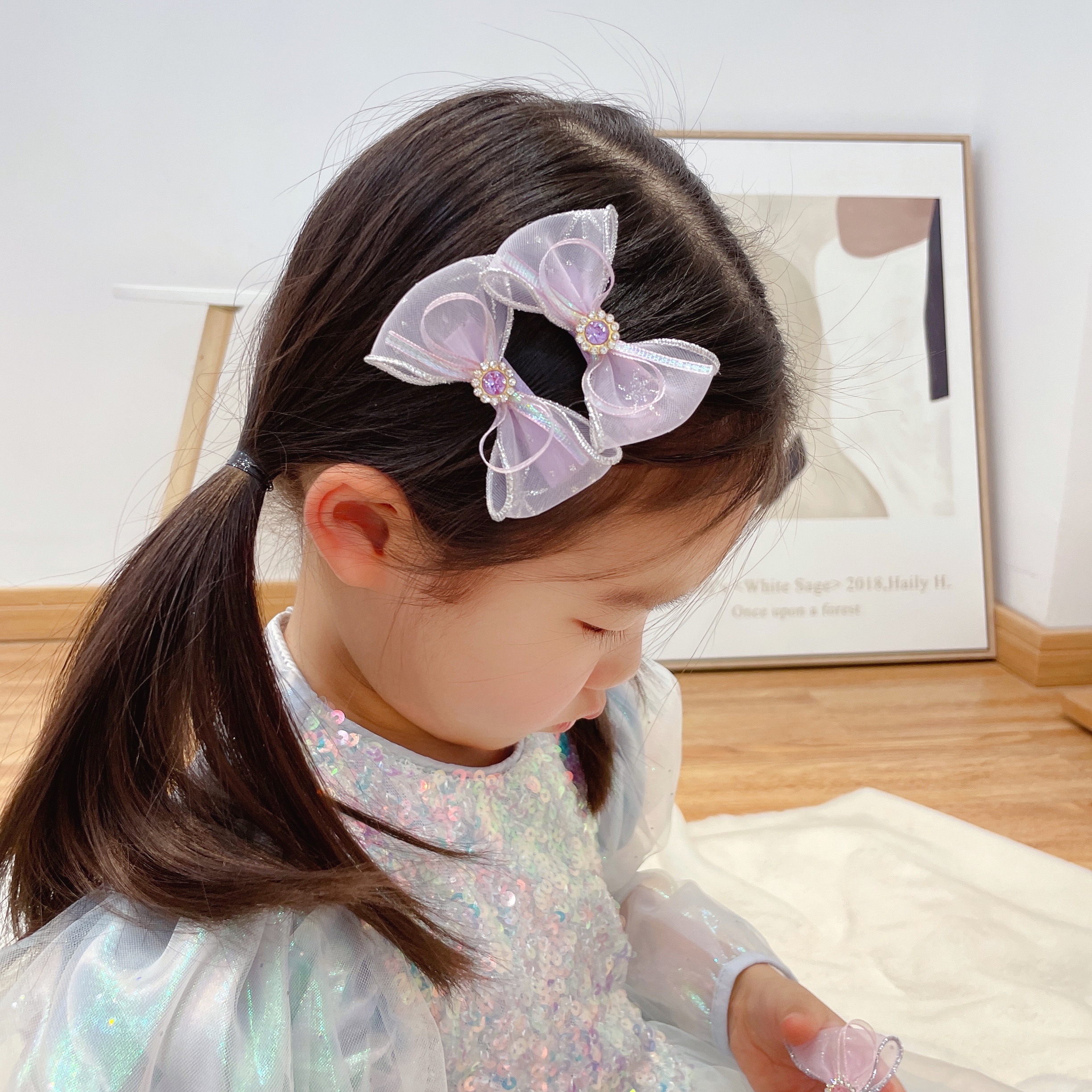 Cicada yarn - Silver edge single-layer paired clip Item Picture