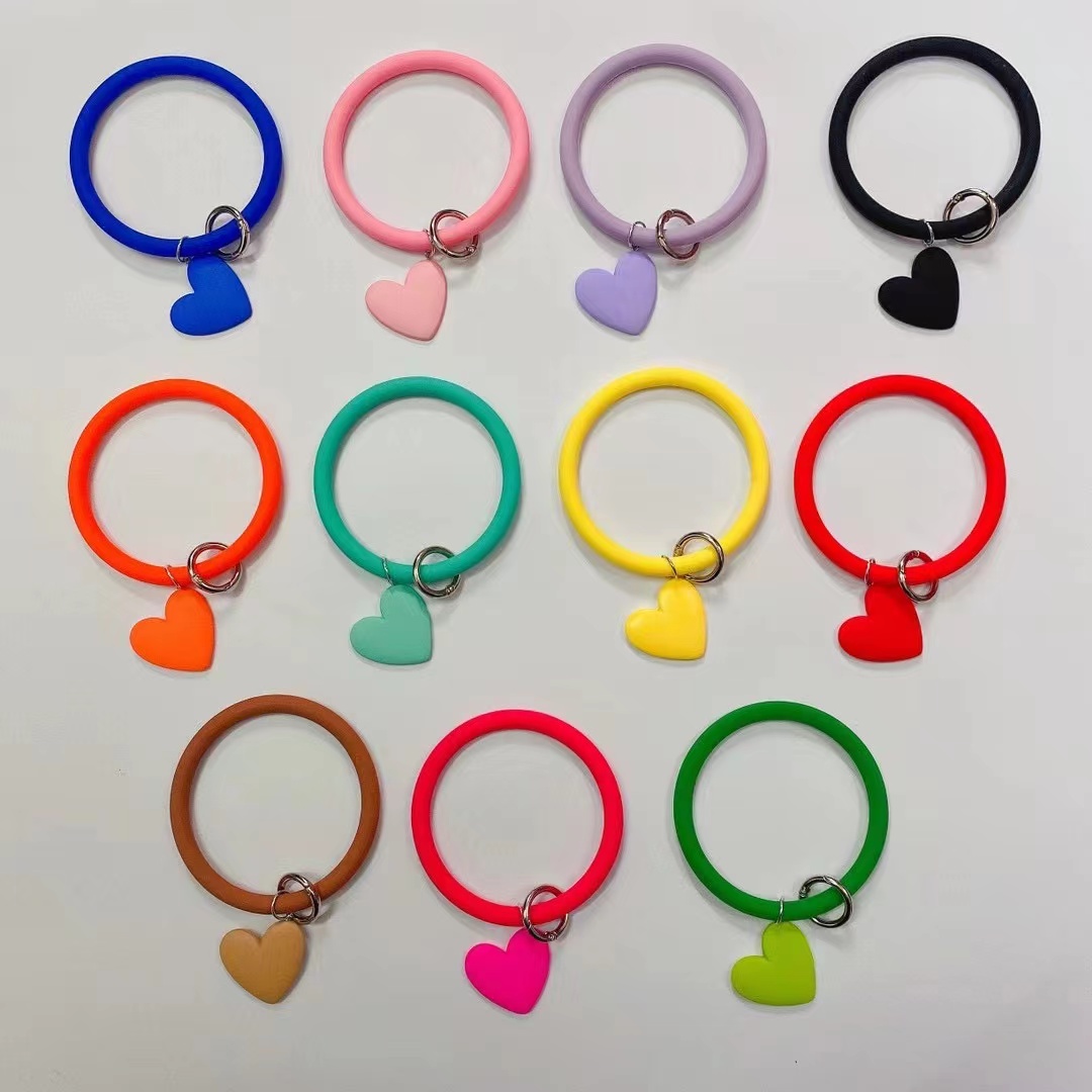 创意桃心外贸新款手机挂绳贴片可调节斜挎硅胶圈吊绳夹片手机挂绳