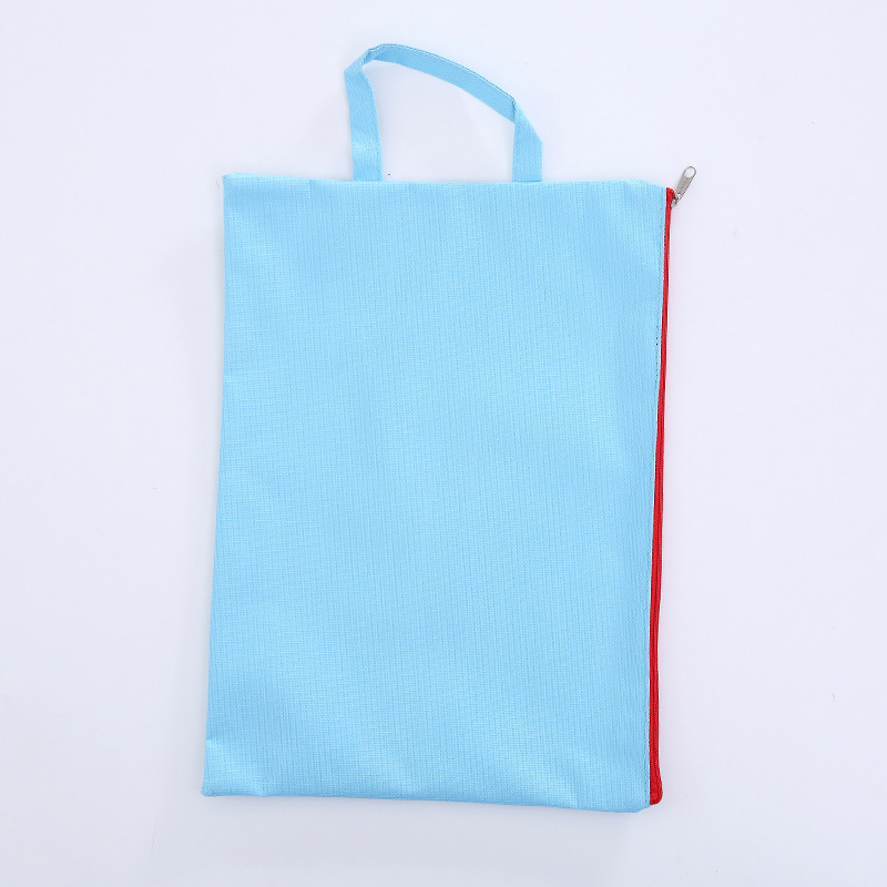 纯色A4手提文件袋 单层拉链防尘资料收纳袋会议档案袋 纯色补习袋详情3