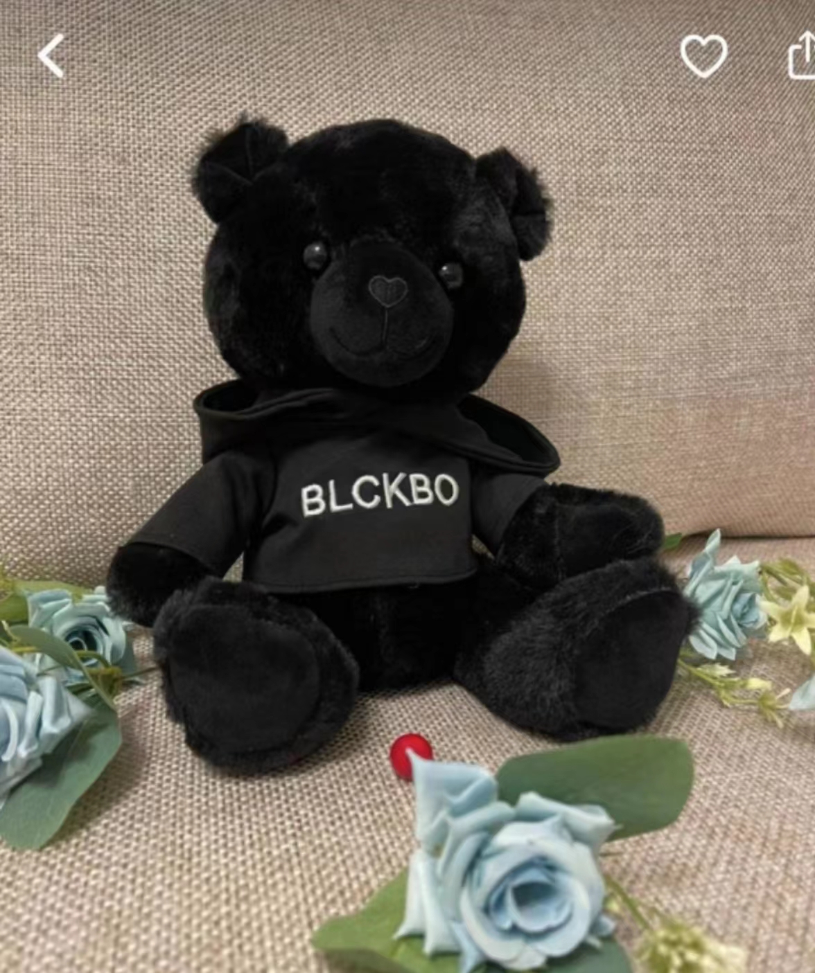 New black bear doll, hooded sweatshirt, plush toy bear details Picture