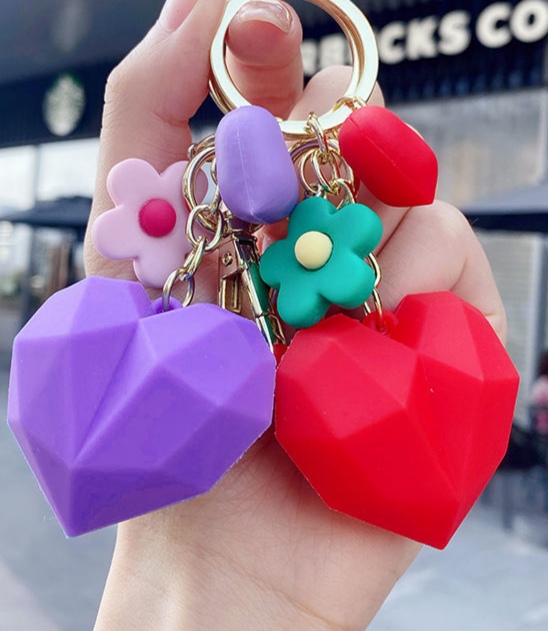 蓝雁饰品钥匙扣个性爆款三件套一系列爱心加梅花小配件1