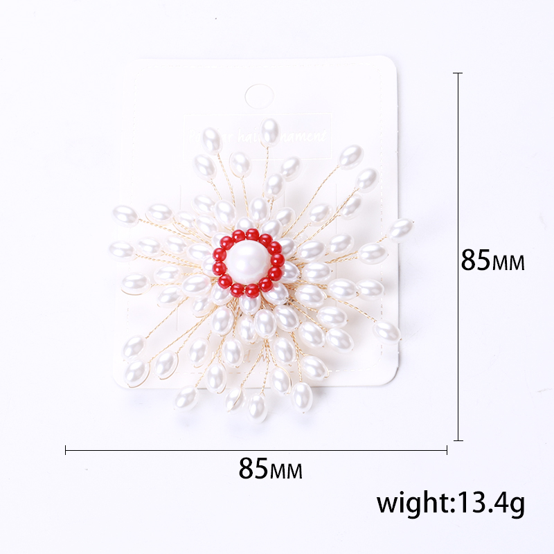 Factory direct sales for foreign trade, popular high-end new brooches paired with hand-woven European and American luxury high-end pearl pins, pearl coats, corsages, mom Specification image