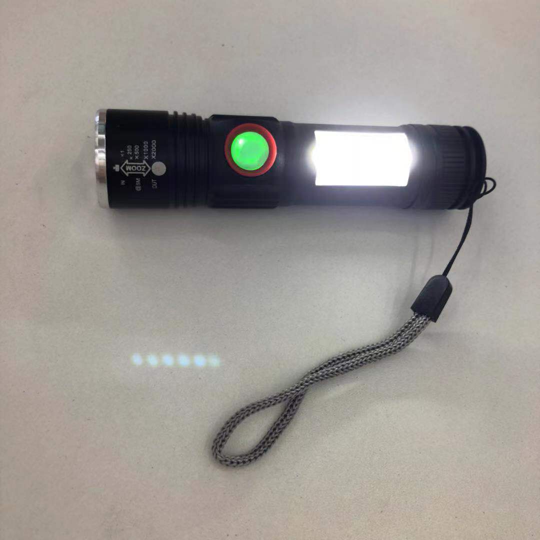 USB直充 可充电式小型 强光手电筒LED远射超亮调光迷你P60电灯 红蓝光侧灯详情图2