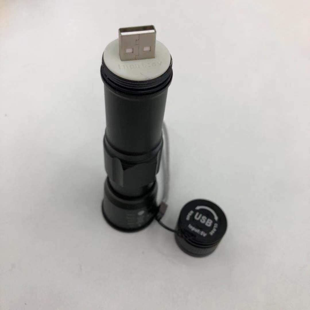 USB直充 可充电式小型 强光手电筒LED远射超亮调光迷你P60电灯批发详情图2