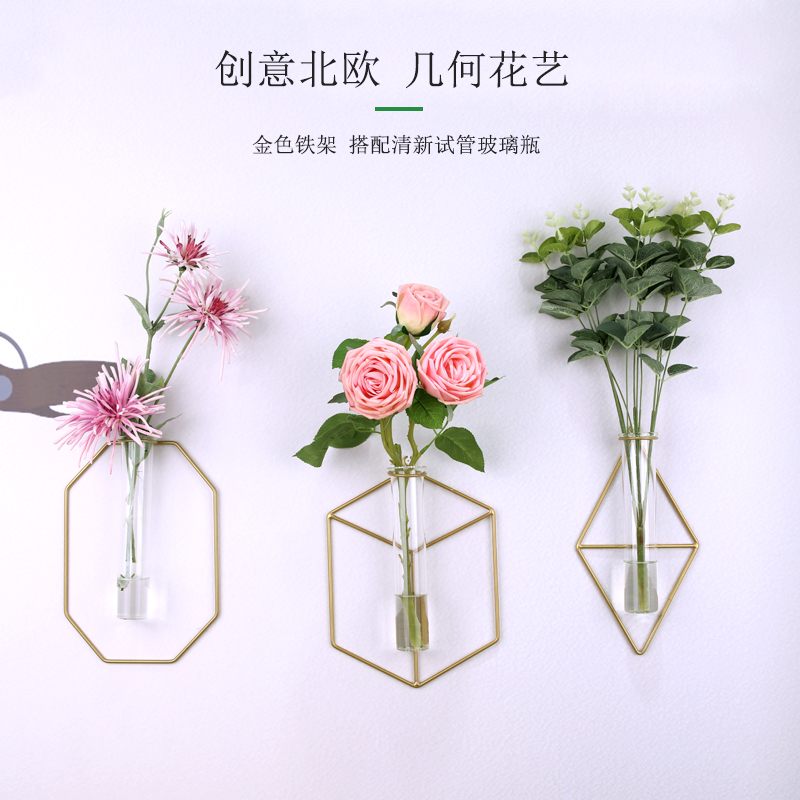 Venta directa de fábrica malla montaje en pared tubo de ensayo decoración floral Specification image