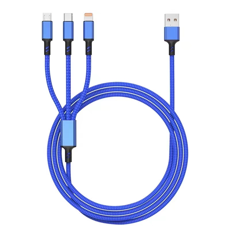 1-to-3 1.2-meter mobile phone charging cable, 100 copper wires for Samsung, Android, Huawei and Apple mobile phones details Picture