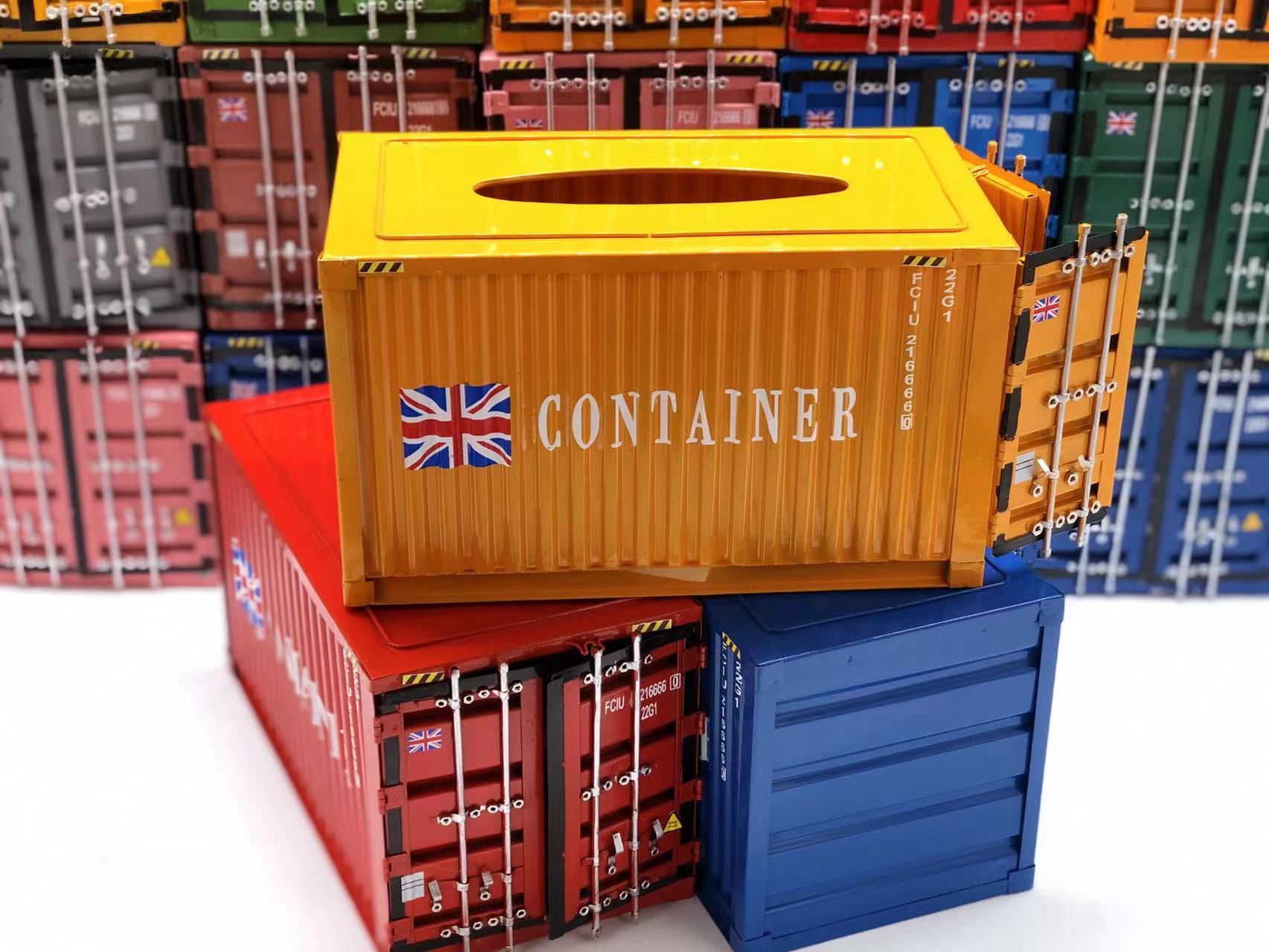 集装箱纸巾盒全金属铁艺创意工艺品摆件