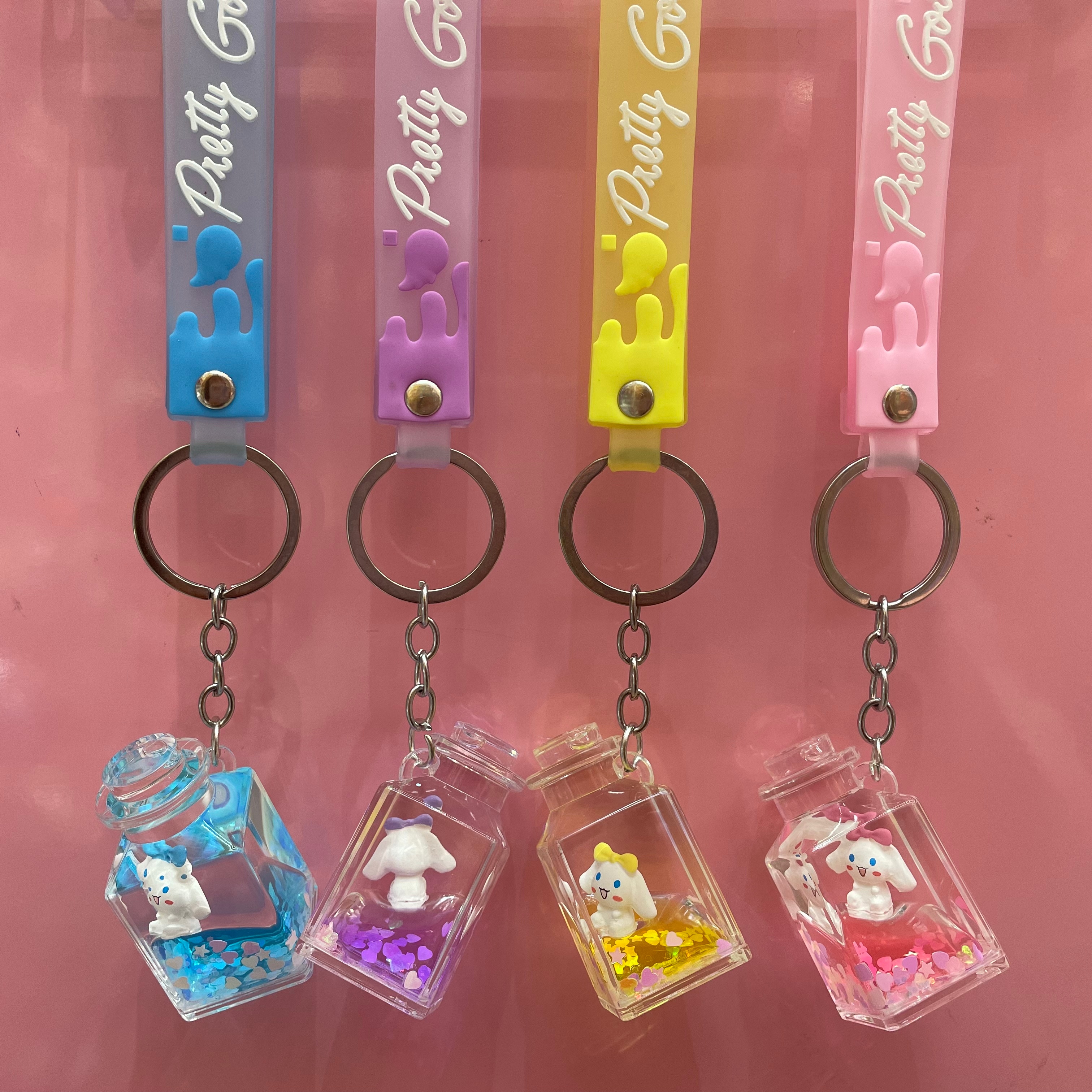 可爱漂流瓶流沙液体漂浮亚克力挂件创意卡通小狗漂浮入油钥匙扣书包挂饰
