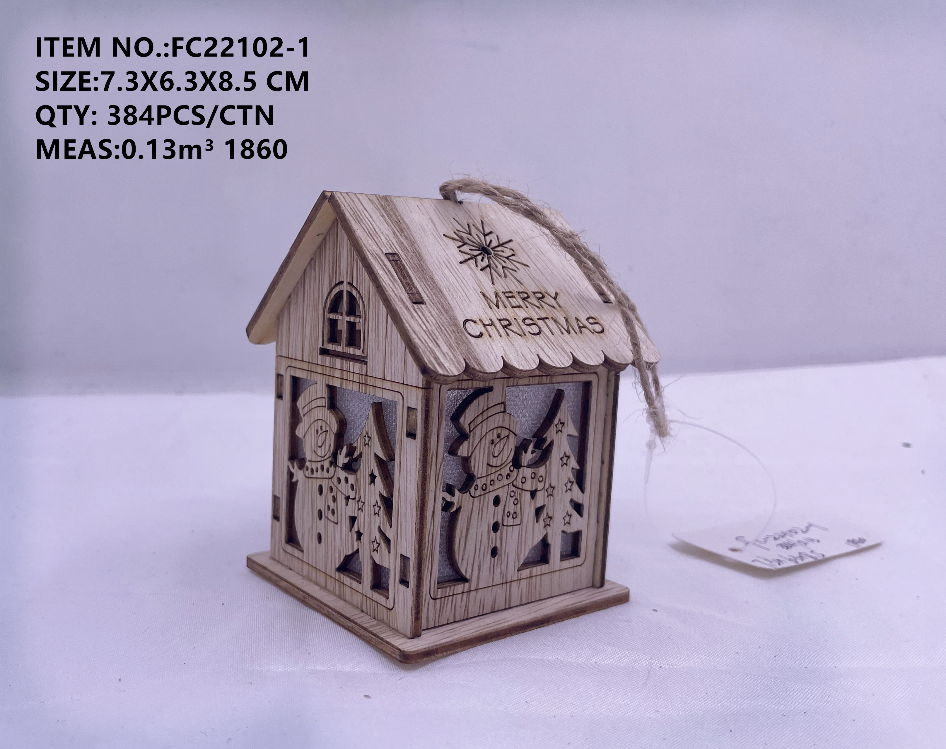 7.3X6.3X8.5CM wooden house hanging ornaments